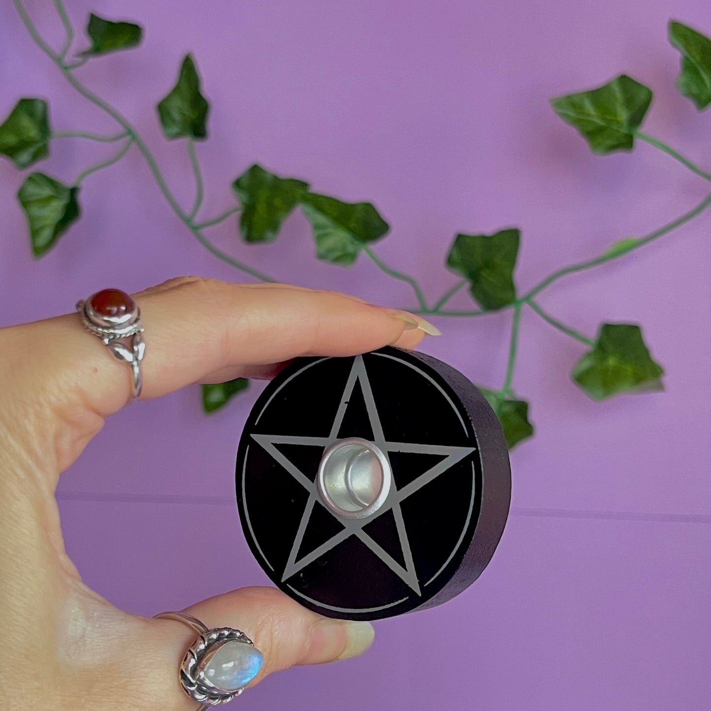 pentagram spell candle holder