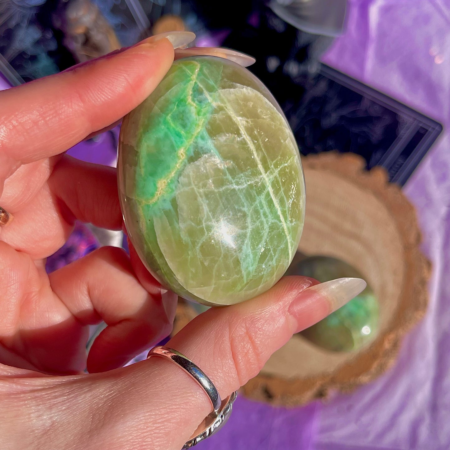 garnierite green moonstone palm stones ~ intuitively chosen