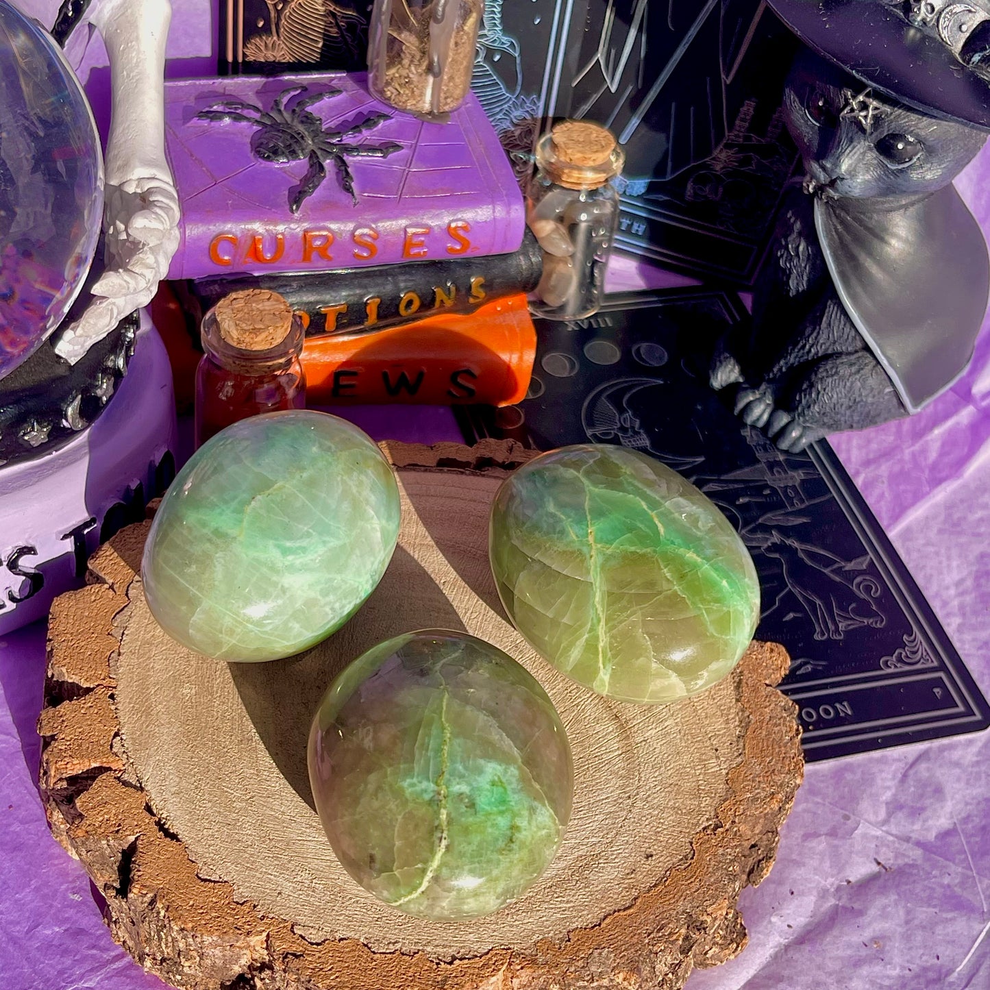 garnierite green moonstone palm stones ~ intuitively chosen