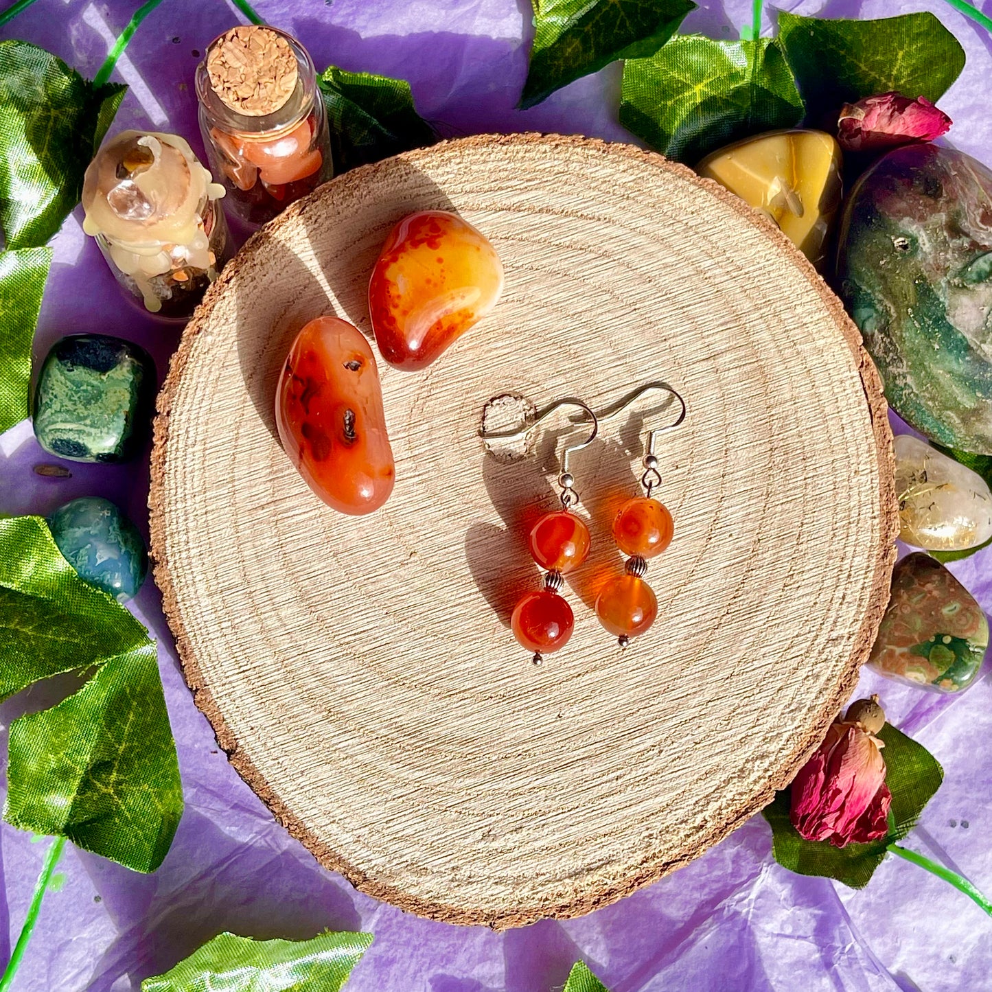 carnelian earrings on 925 hooks