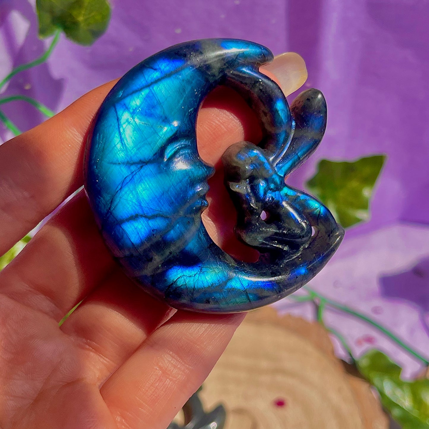 labradorite moon & fairy carvings