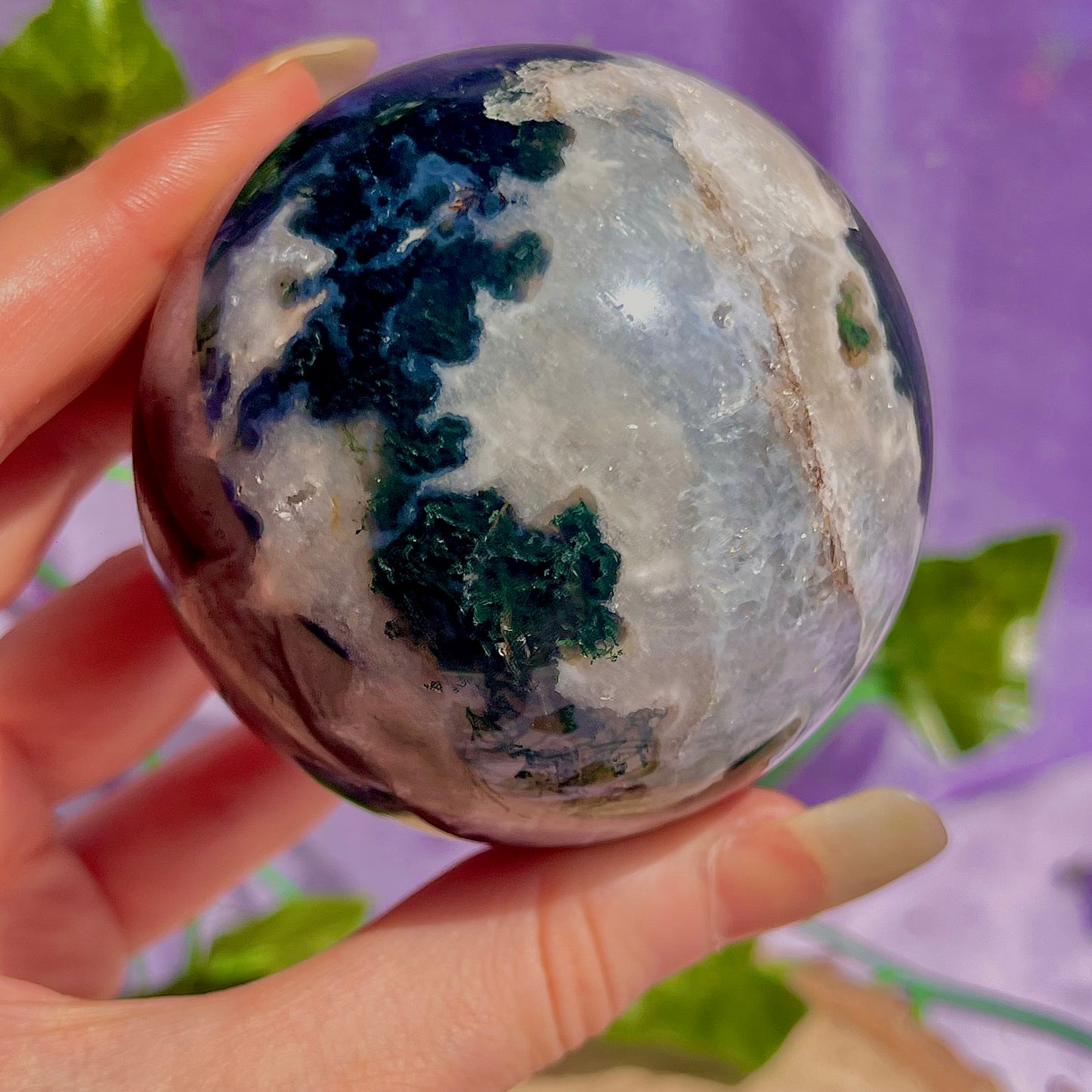 moss agate sphere