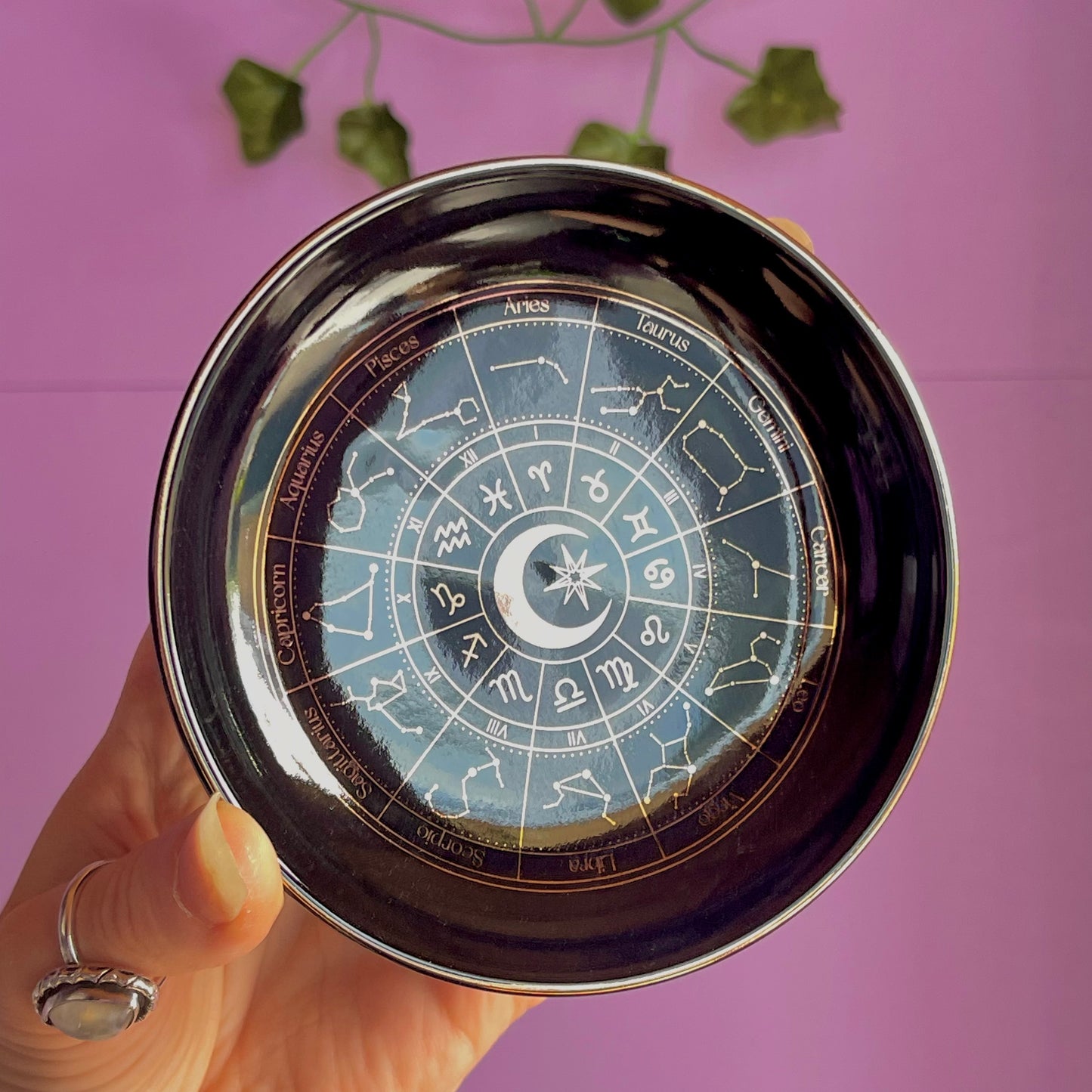 astrology wheel trinket dish
