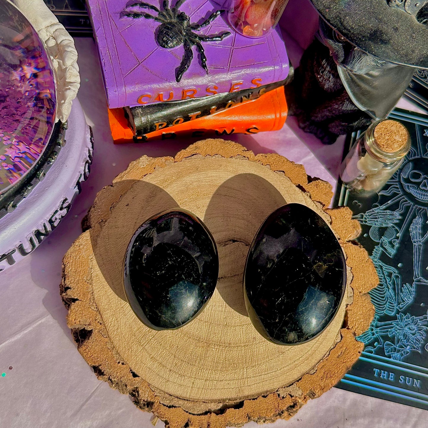 black tourmaline palm stones ~ intuitively chosen