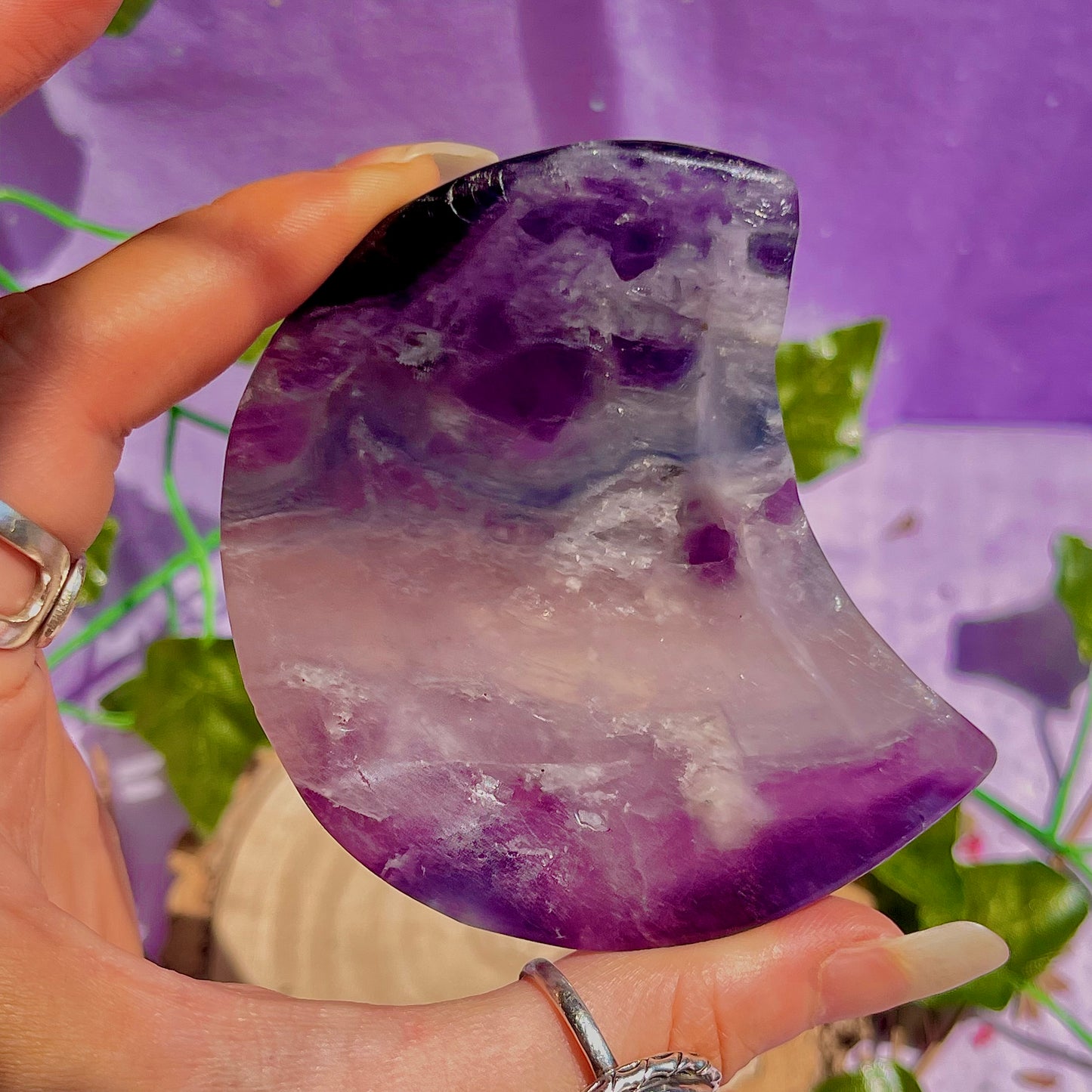 rainbow fluorite moon bowl B