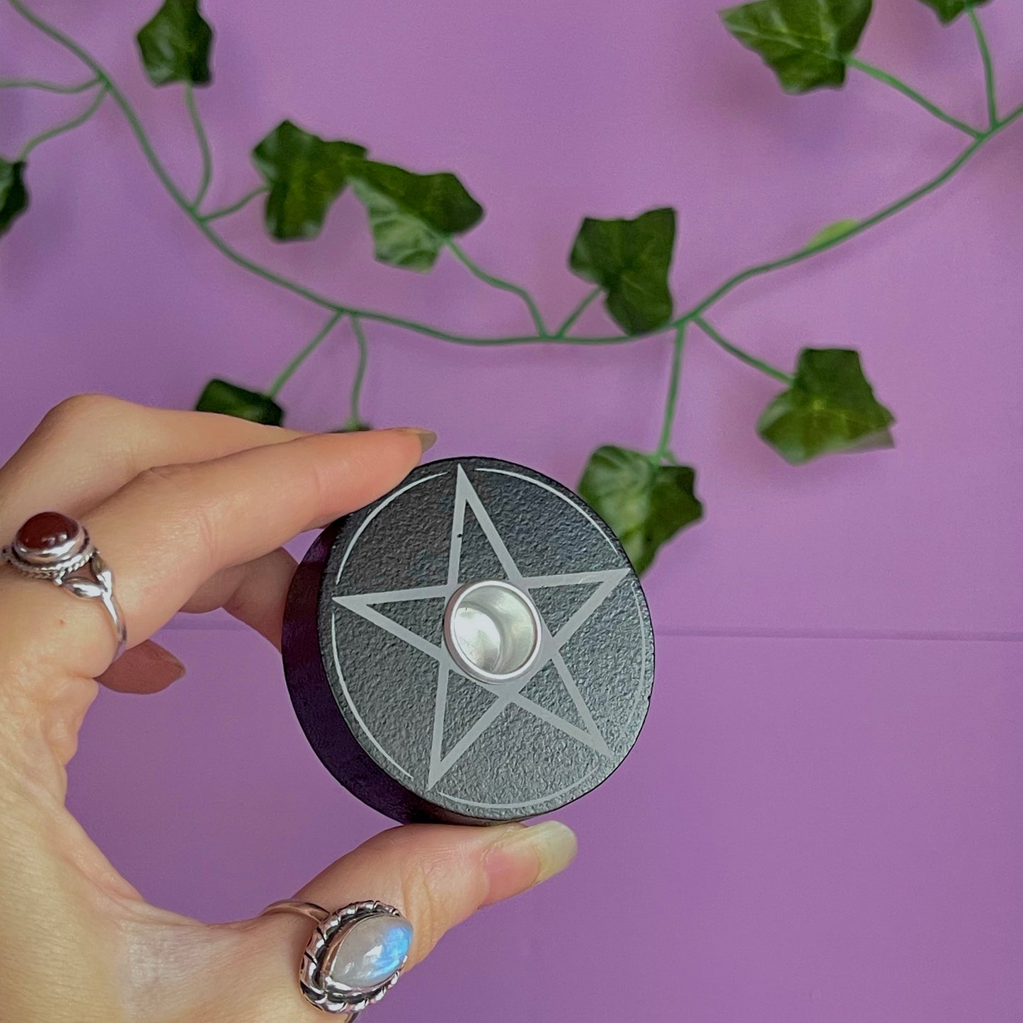 pentagram spell candle holder