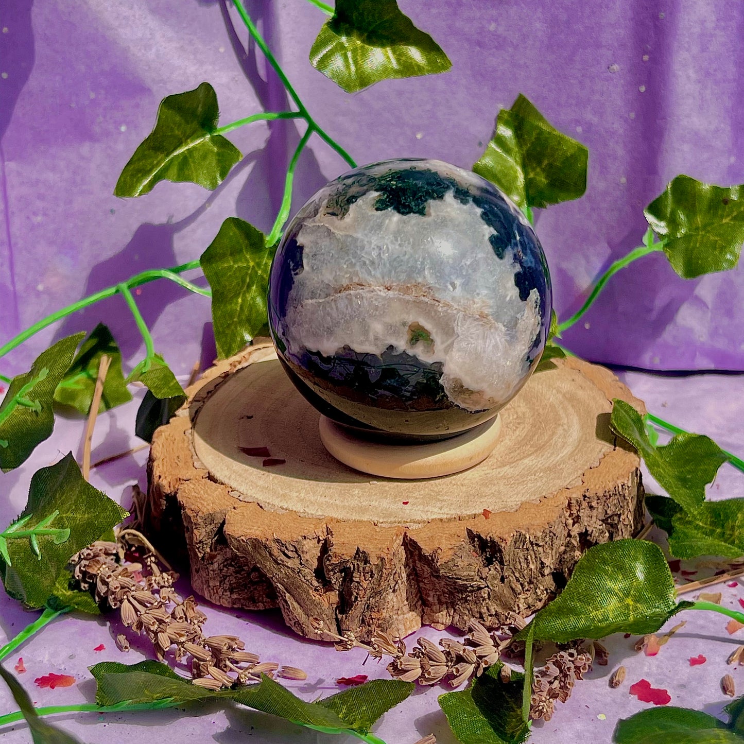 moss agate sphere