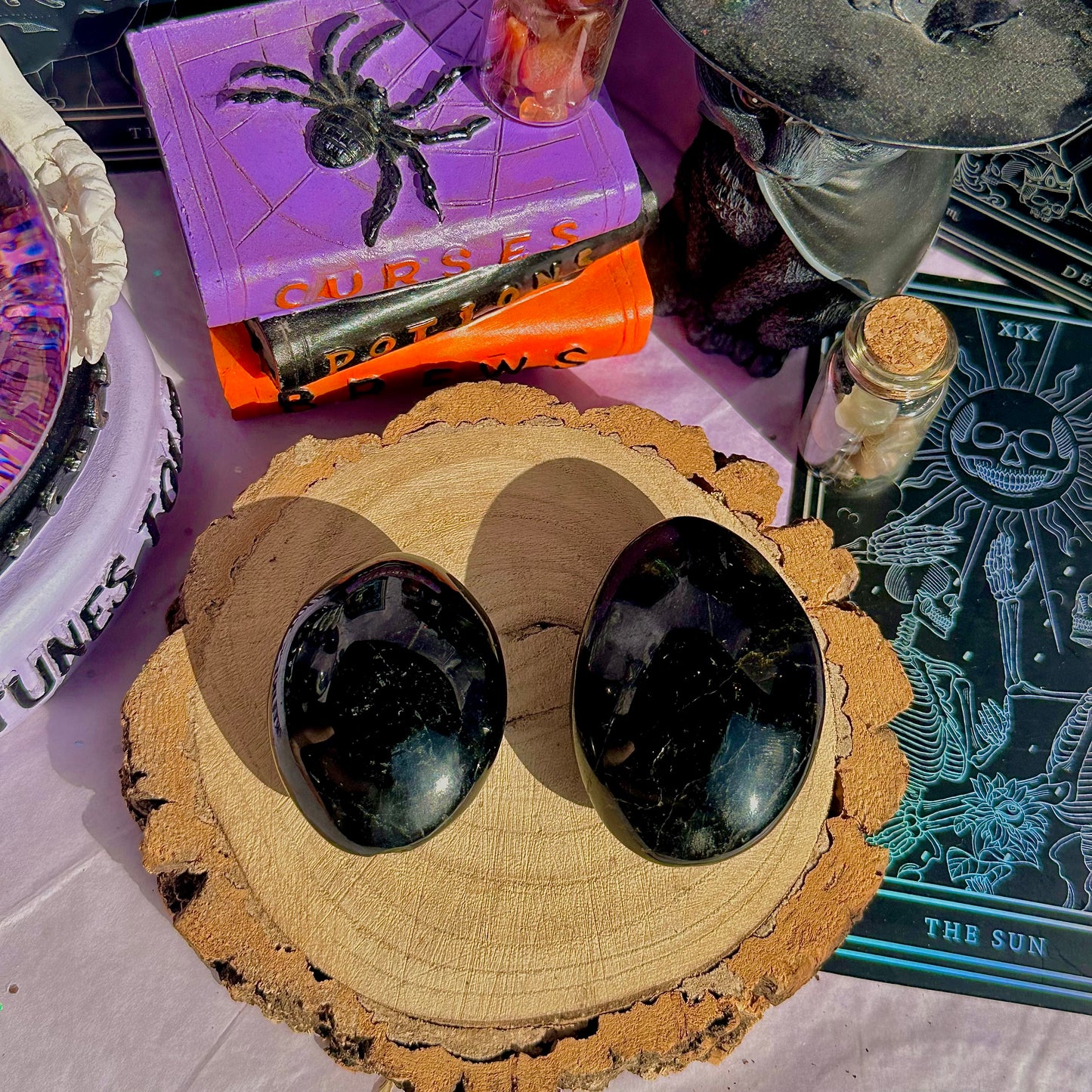 black tourmaline palm stones ~ intuitively chosen