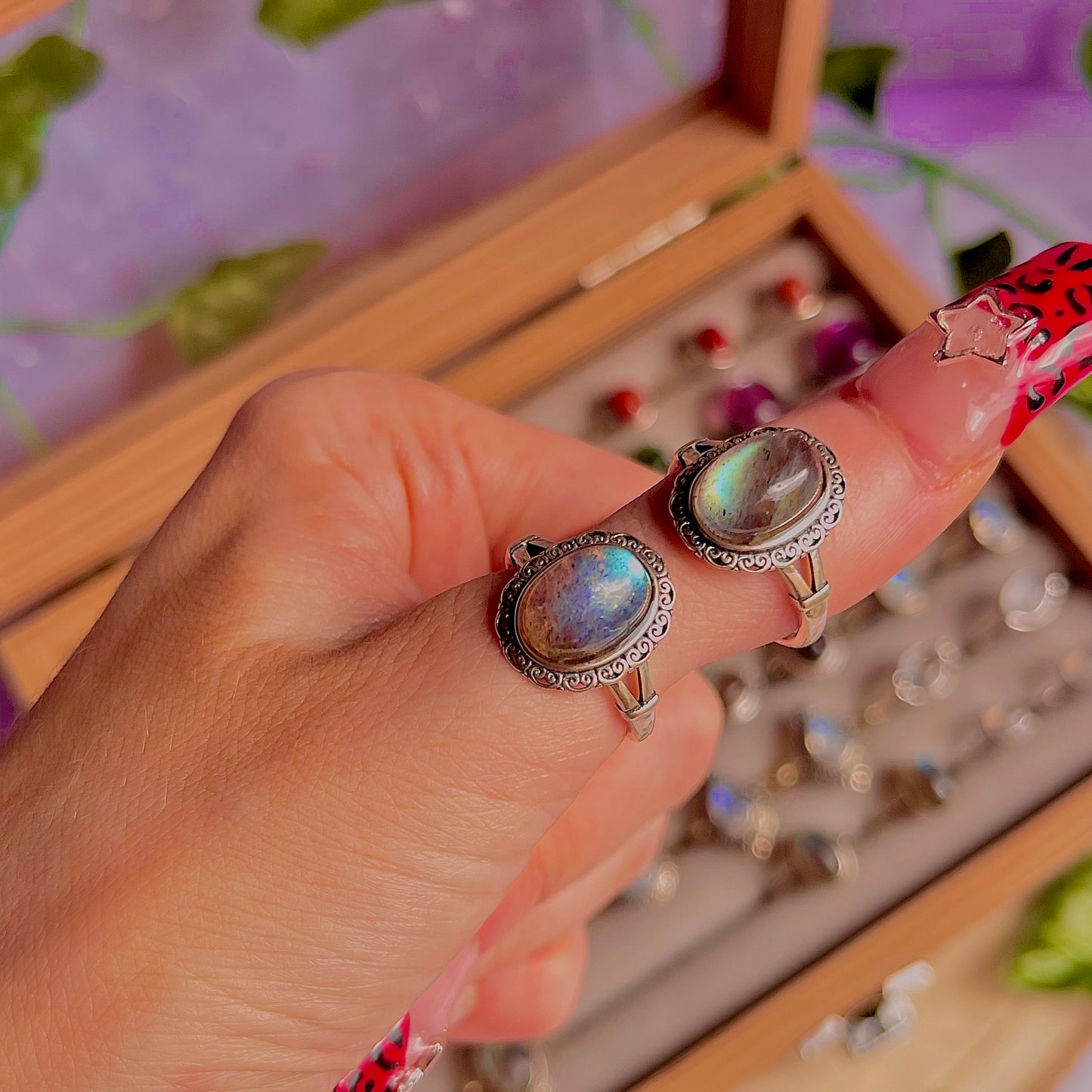 labradorite style B ~ 925 sterling silver adjustable rings / intuitively chosen