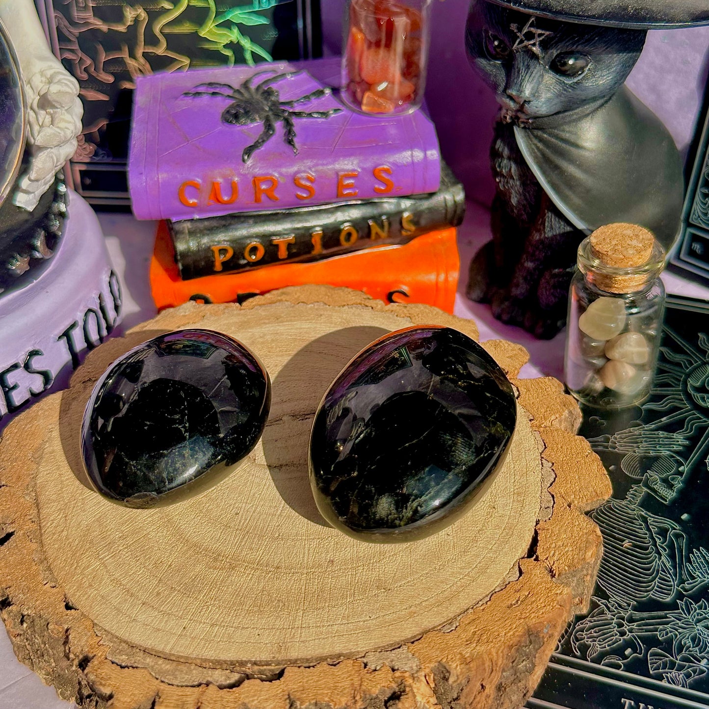 black tourmaline palm stones ~ intuitively chosen