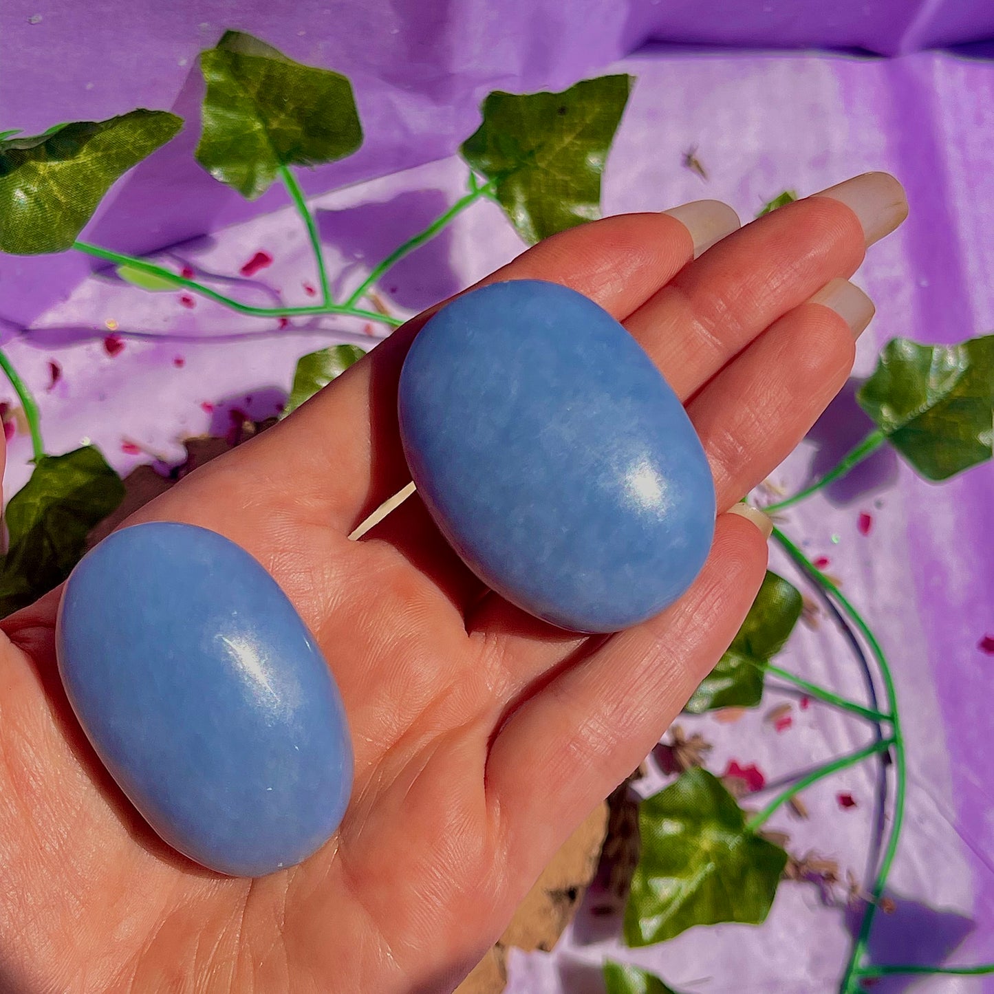 angelite palm stones ~ intuitively chosen