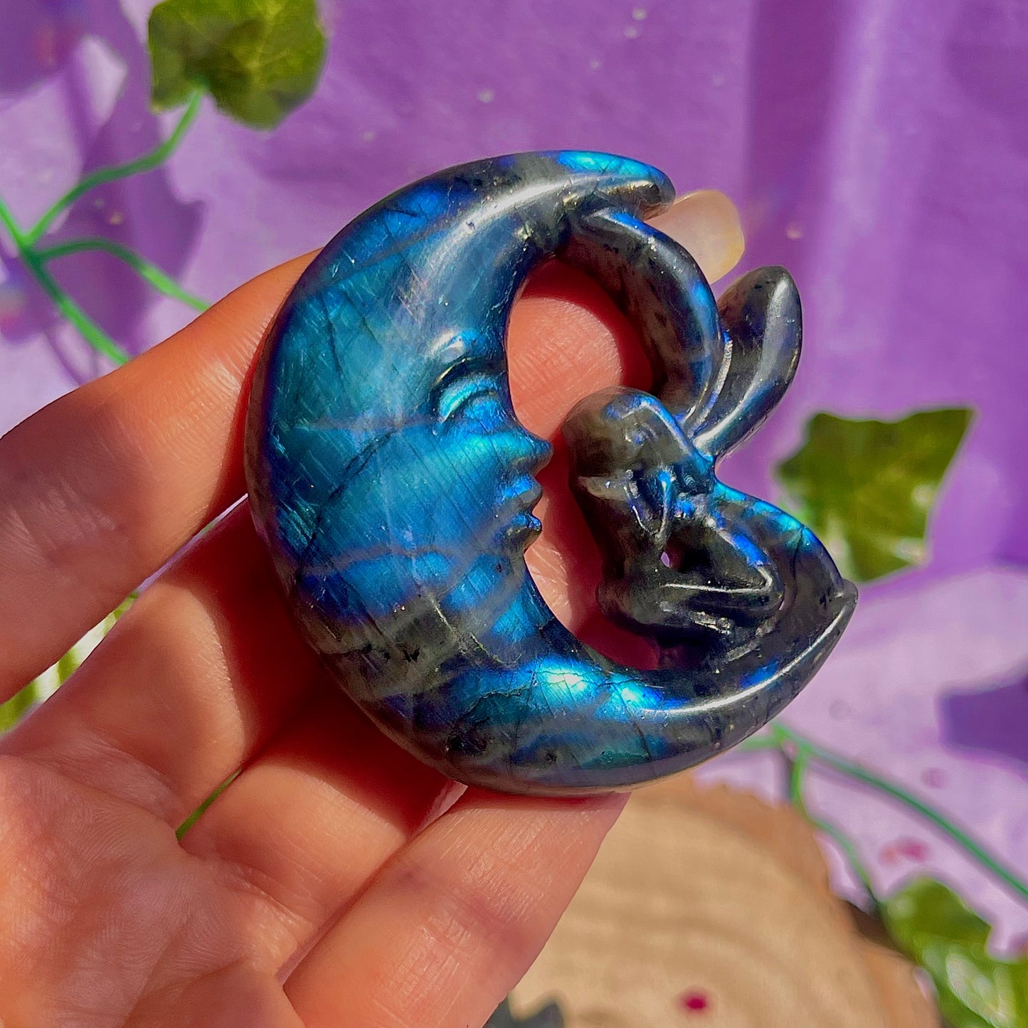 labradorite moon & fairy carvings