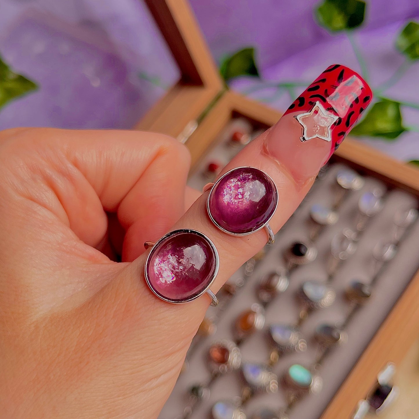 lepidolite ~ 925 sterling silver adjustable rings / intuitively chosen