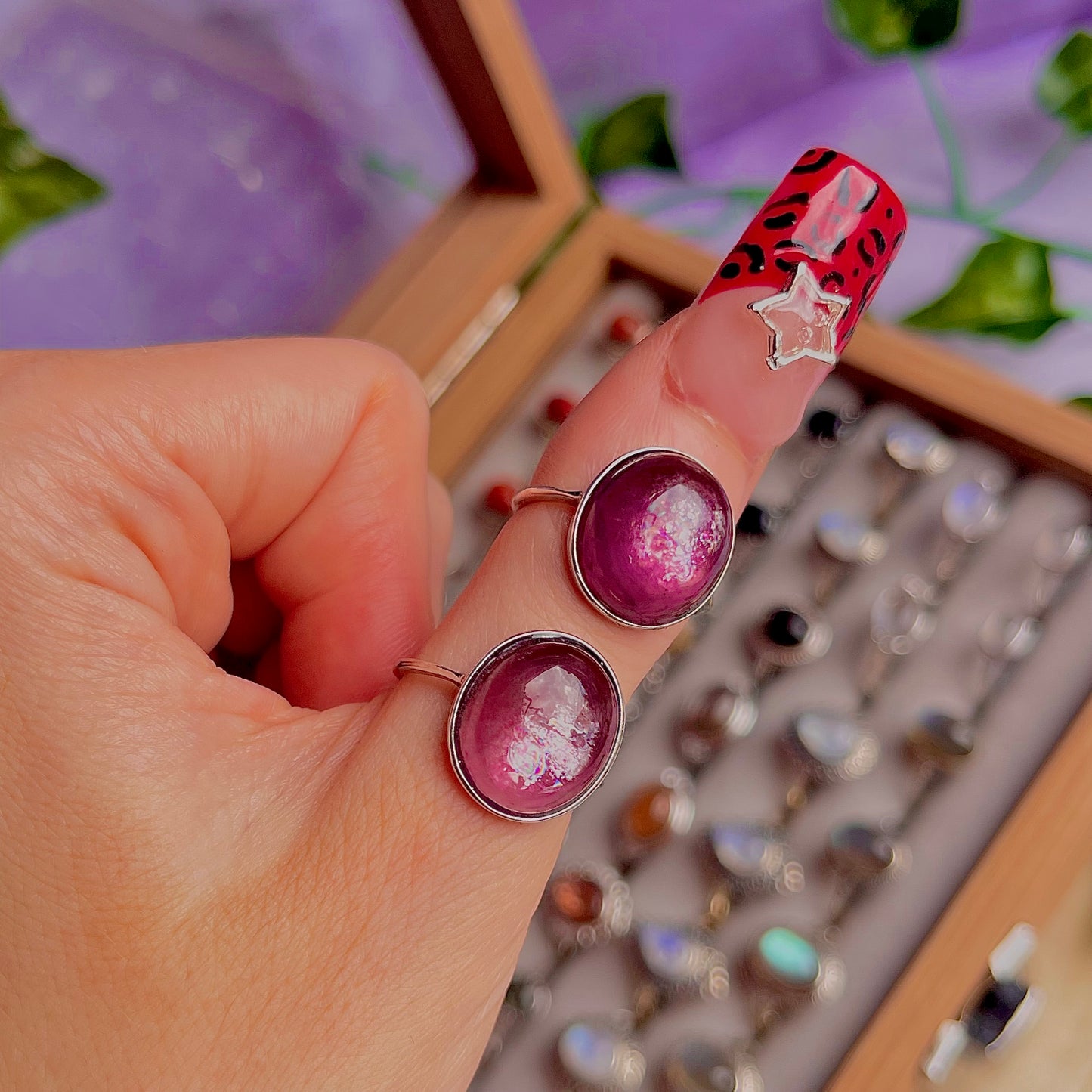 lepidolite ~ 925 sterling silver adjustable rings / intuitively chosen