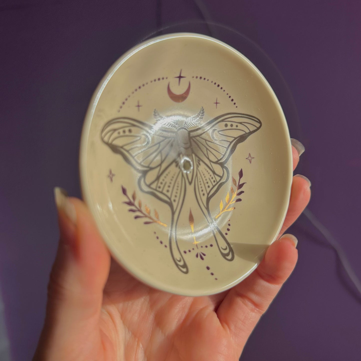 luna moth ceramic incense holder
