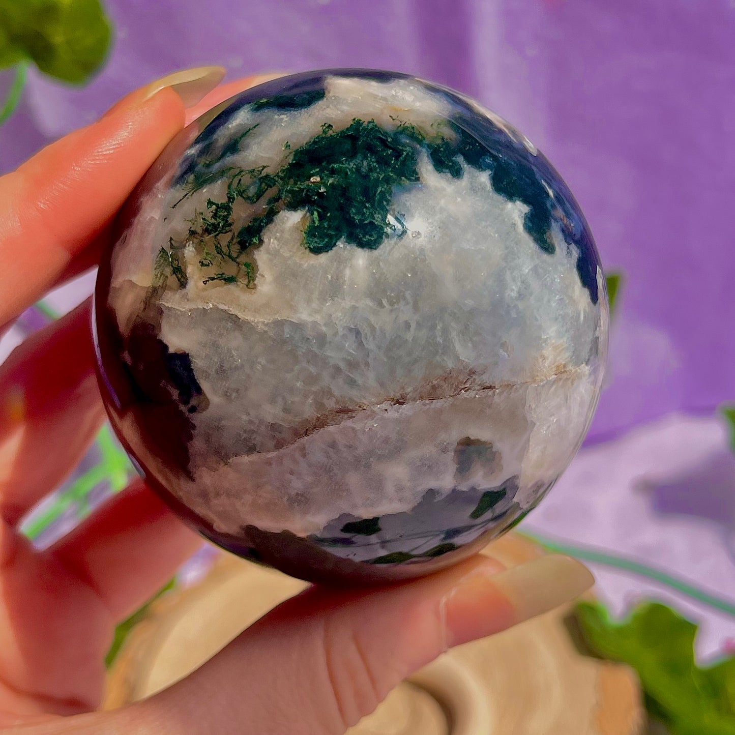 moss agate sphere