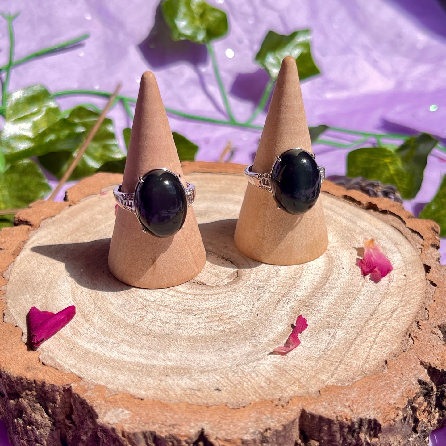 rainbow obsidian 925 adjustable ring