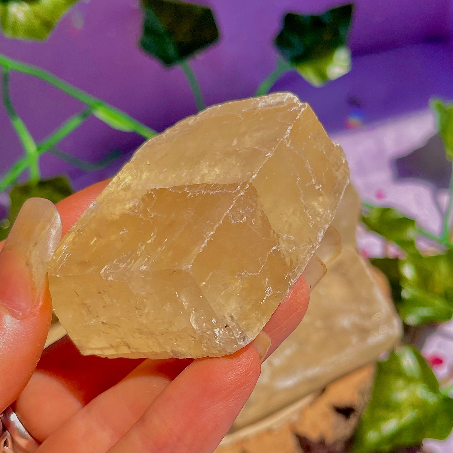optical golden calcite natural rhombohedrons ~ small