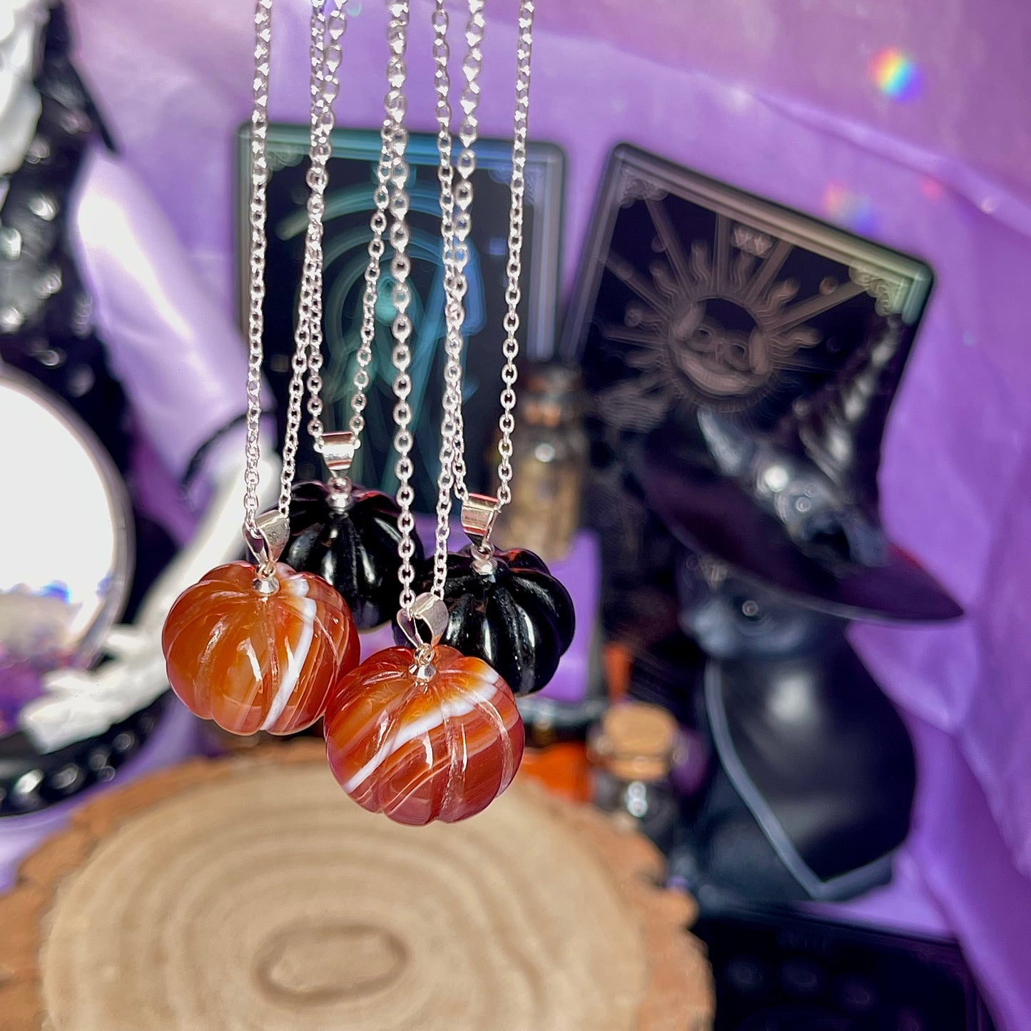 pumpkin necklace on 925 sterling silver plated chain (18 inch)