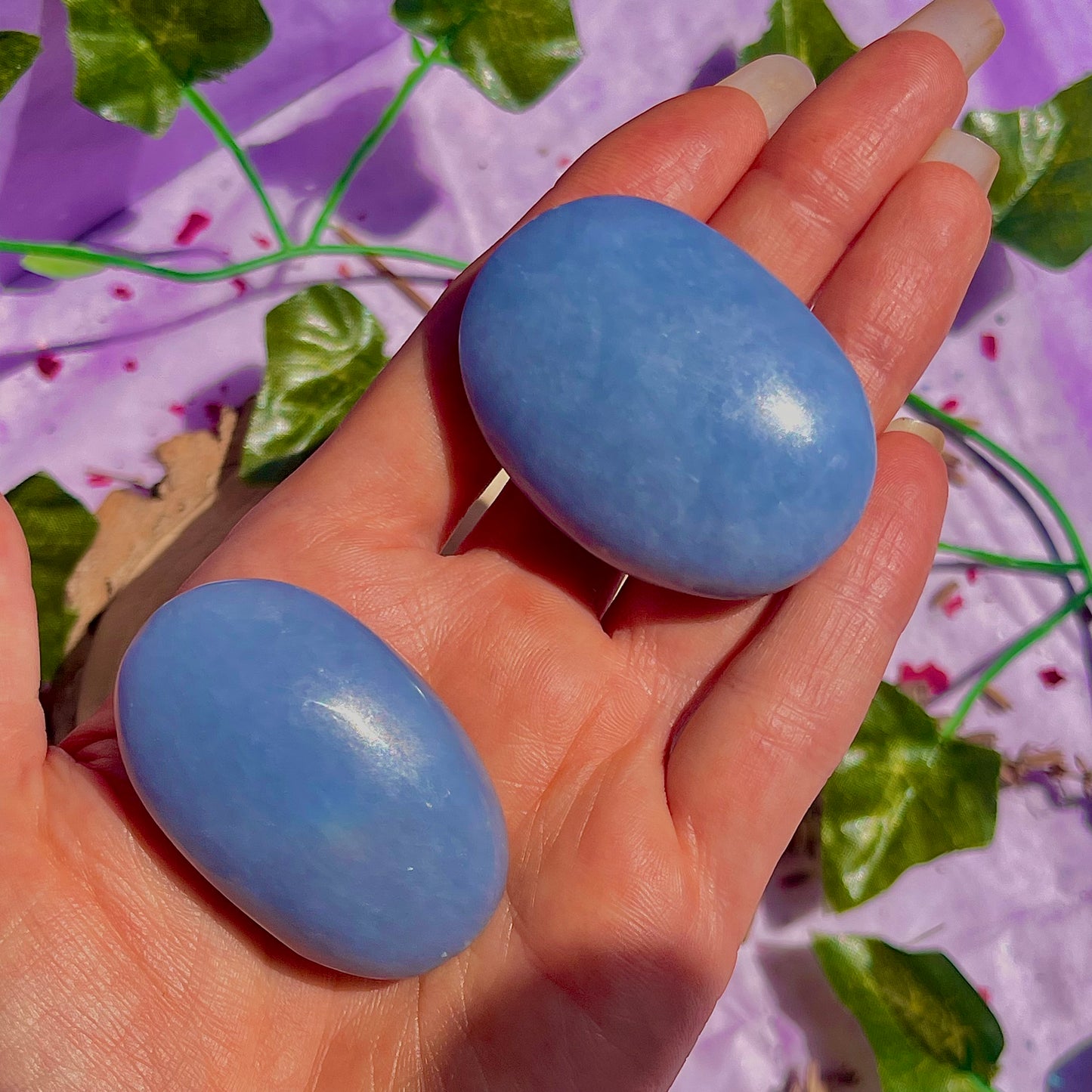 angelite palm stones ~ intuitively chosen
