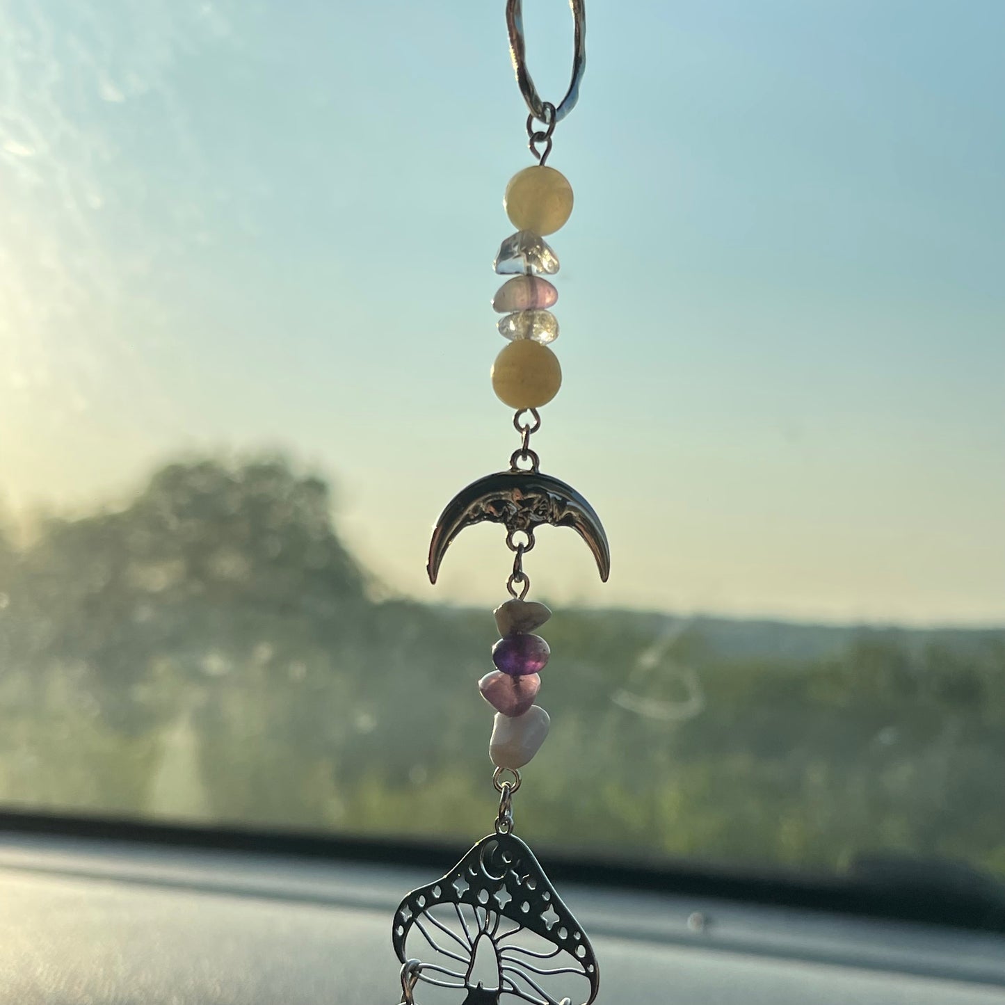 calm / anxiety relief car charm - howlite, lepidolite, amethyst, calcite, clear quartz