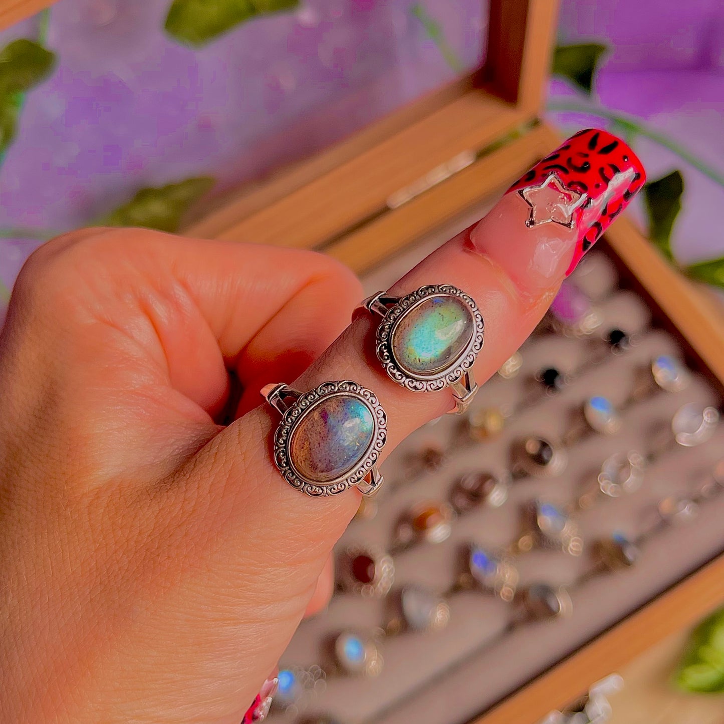 labradorite style B ~ 925 sterling silver adjustable rings / intuitively chosen