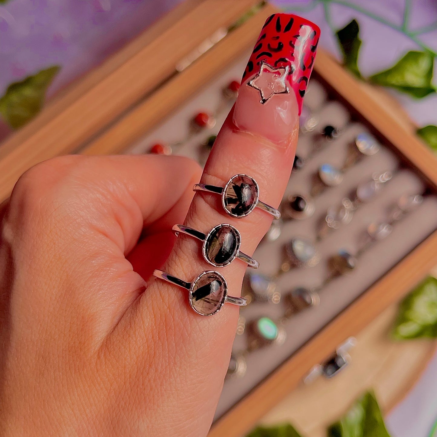 green rutile quartz ~ 925 sterling silver adjustable rings / choose your own