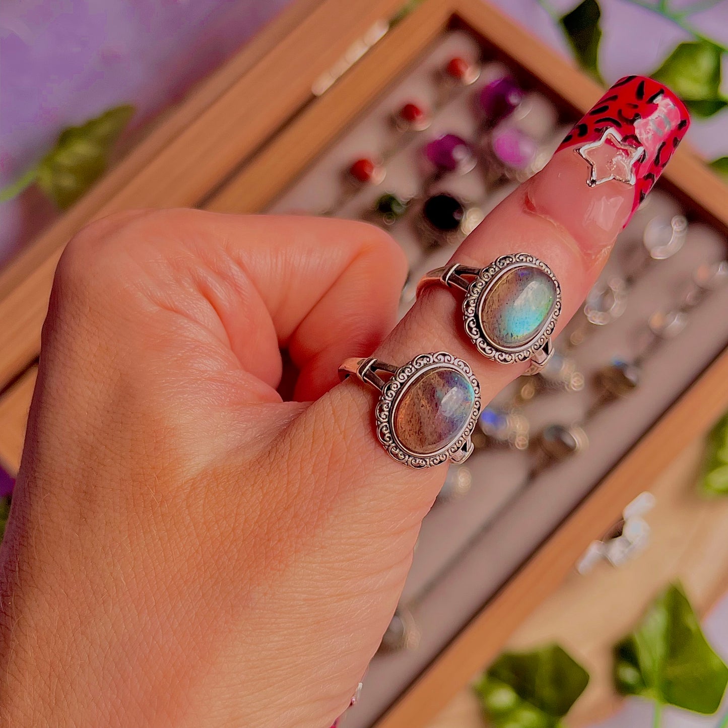 labradorite style B ~ 925 sterling silver adjustable rings / intuitively chosen