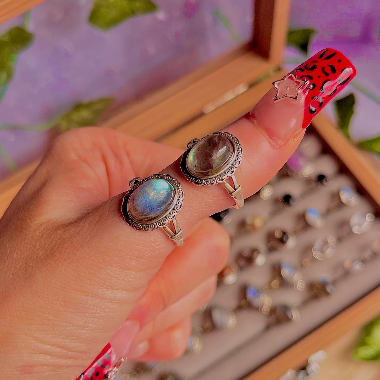 labradorite style B ~ 925 sterling silver adjustable rings / intuitively chosen