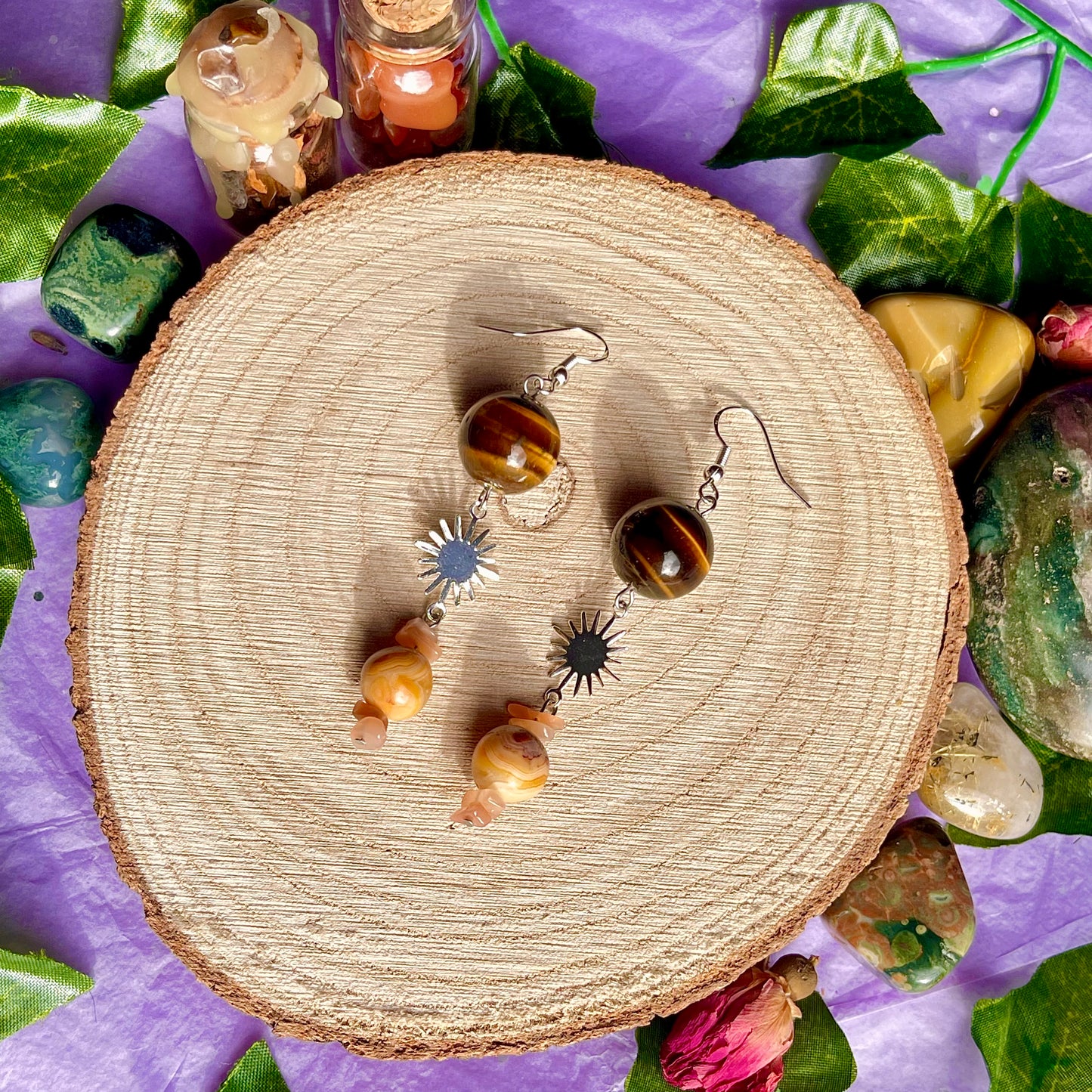 sun earrings on 925 hooks
