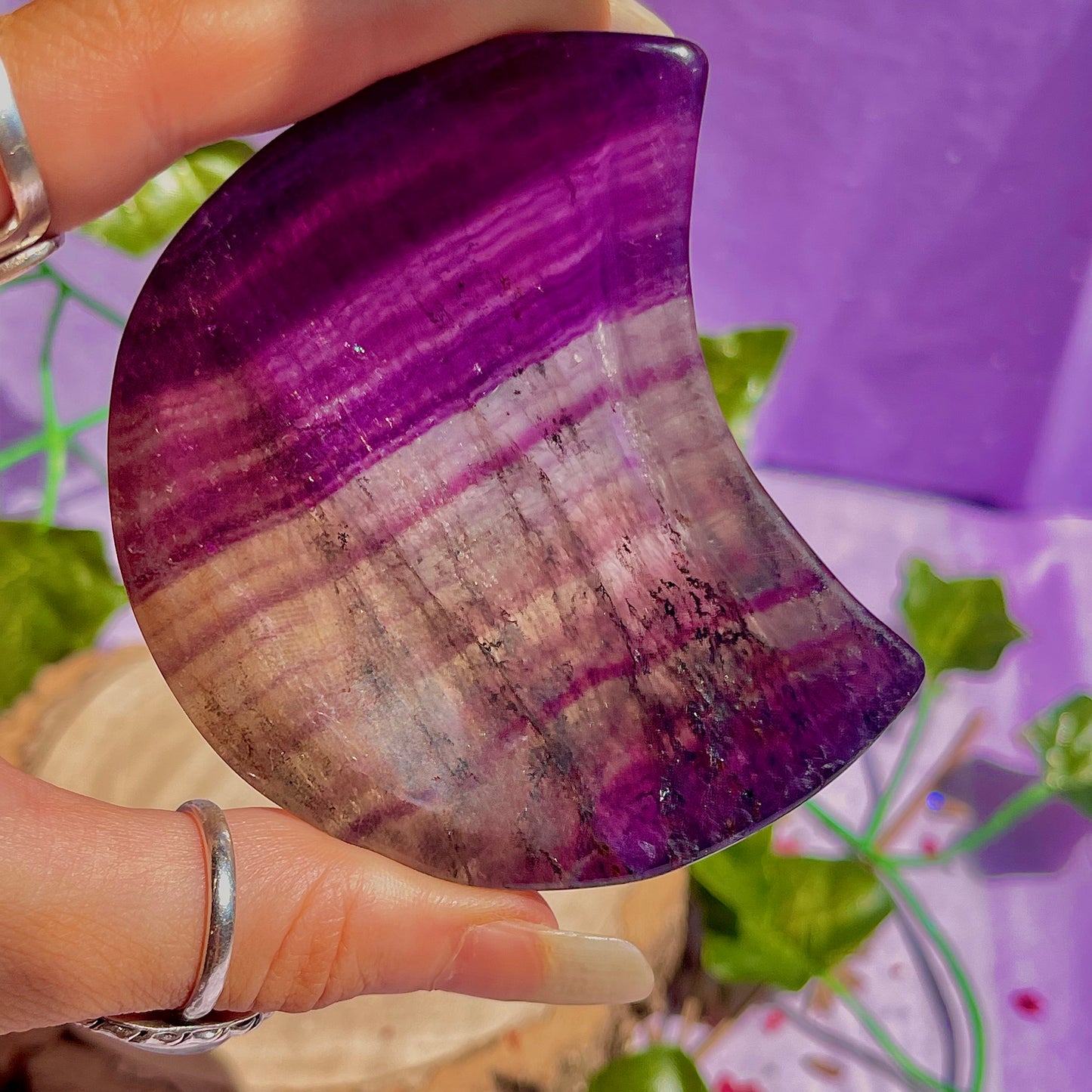 rainbow fluorite moon bowl C