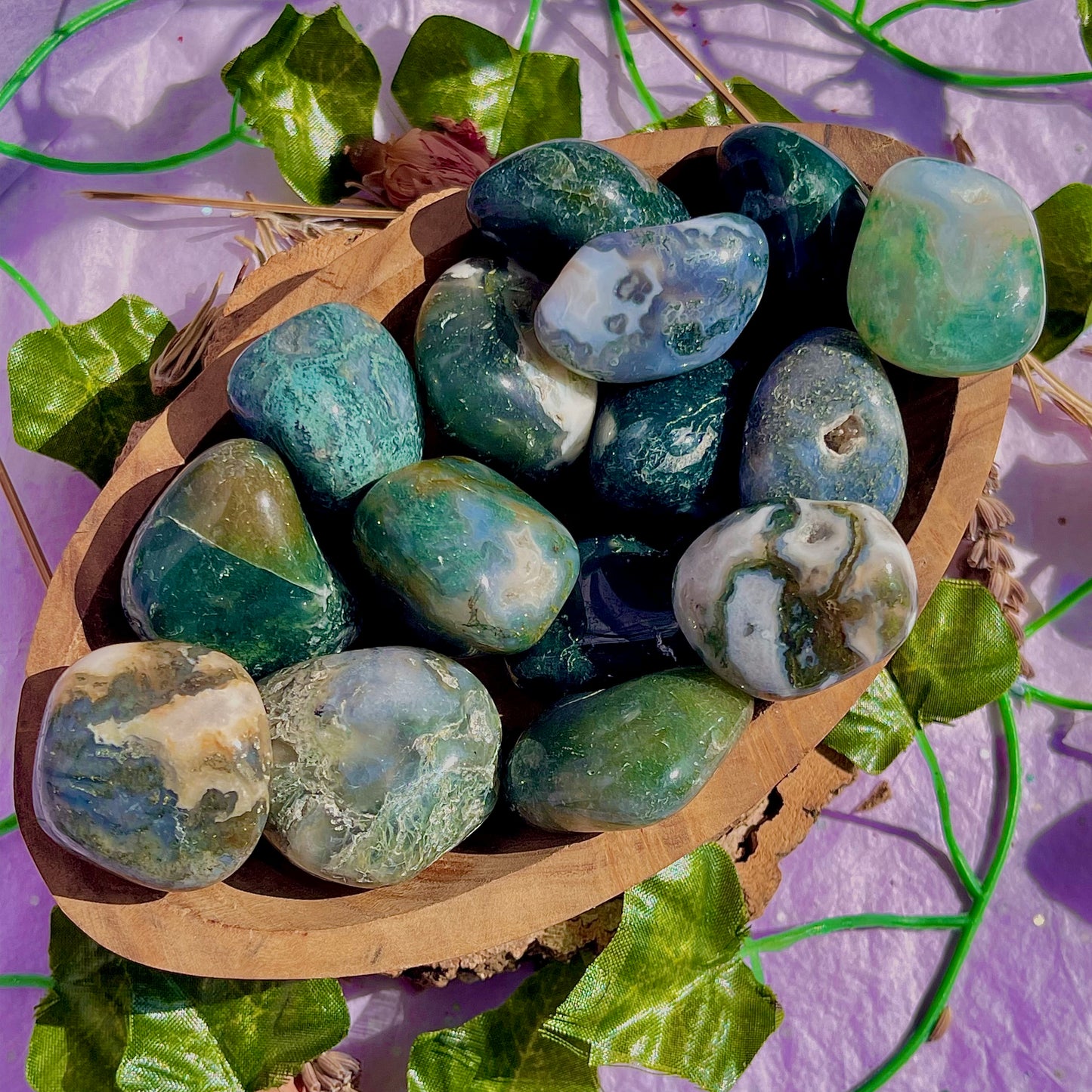 moss agate tumble