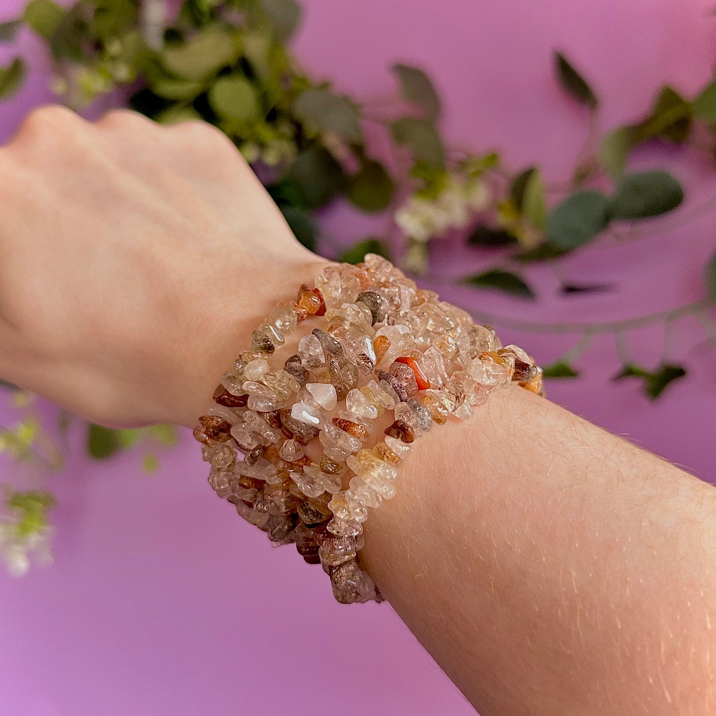copper rutile chip bracelet