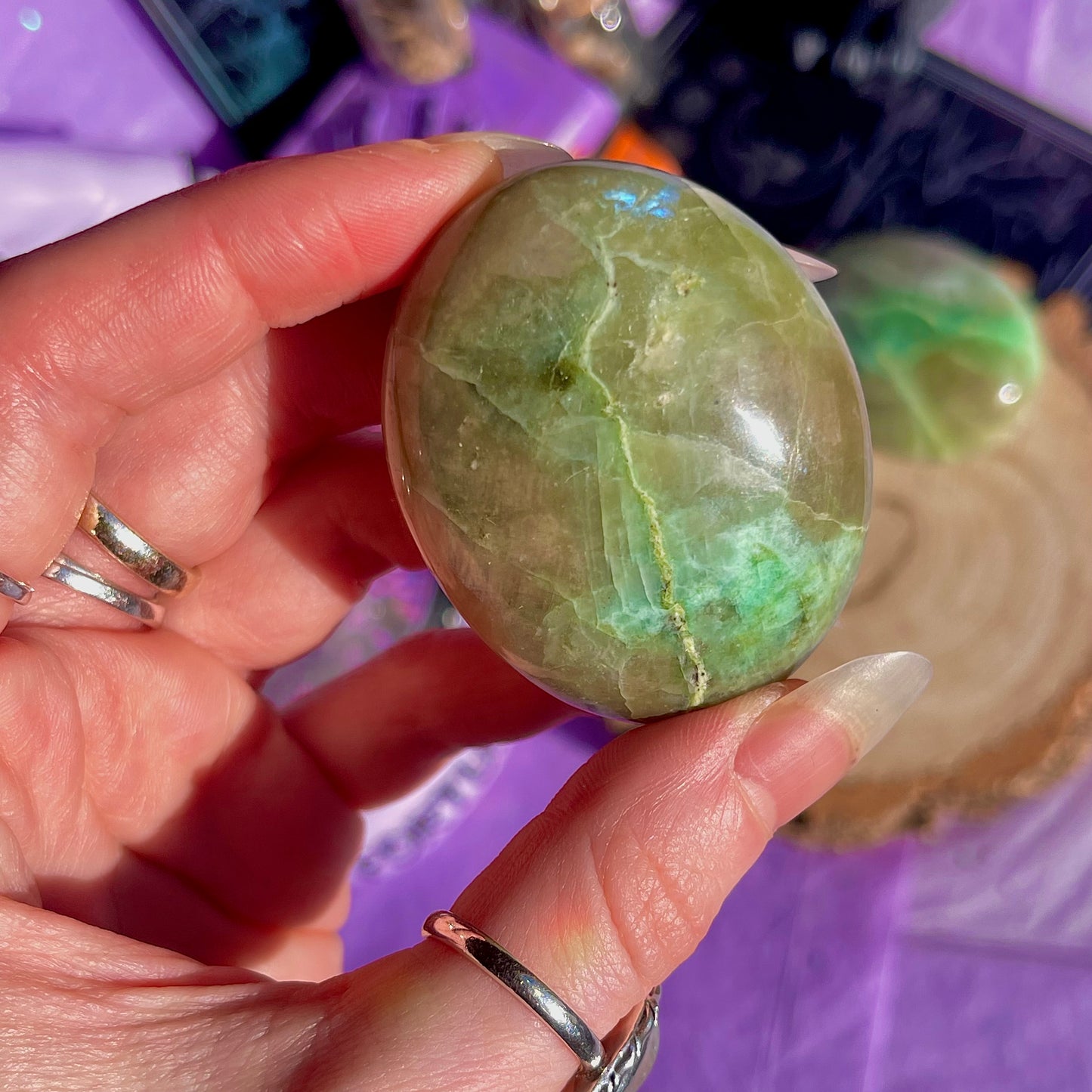garnierite green moonstone palm stones ~ intuitively chosen