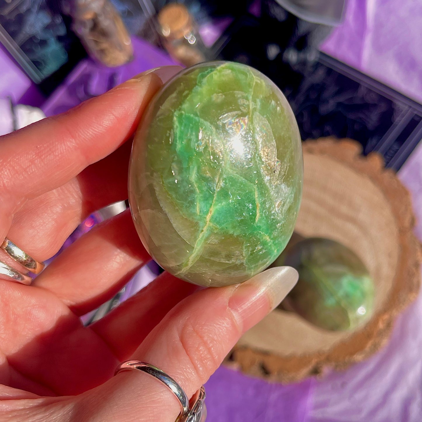 garnierite green moonstone palm stones ~ intuitively chosen