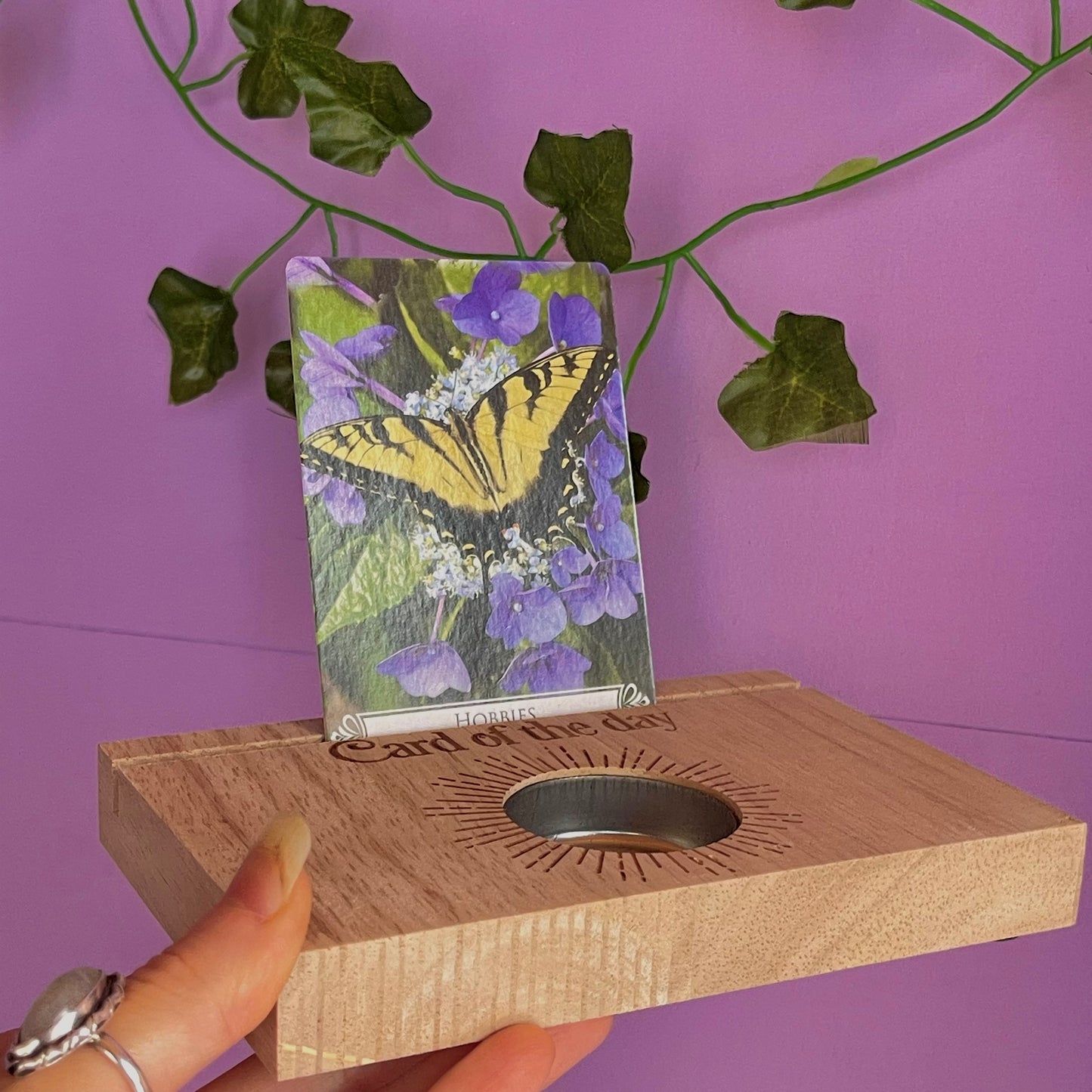 card of the day tarot card stand with tea light holder