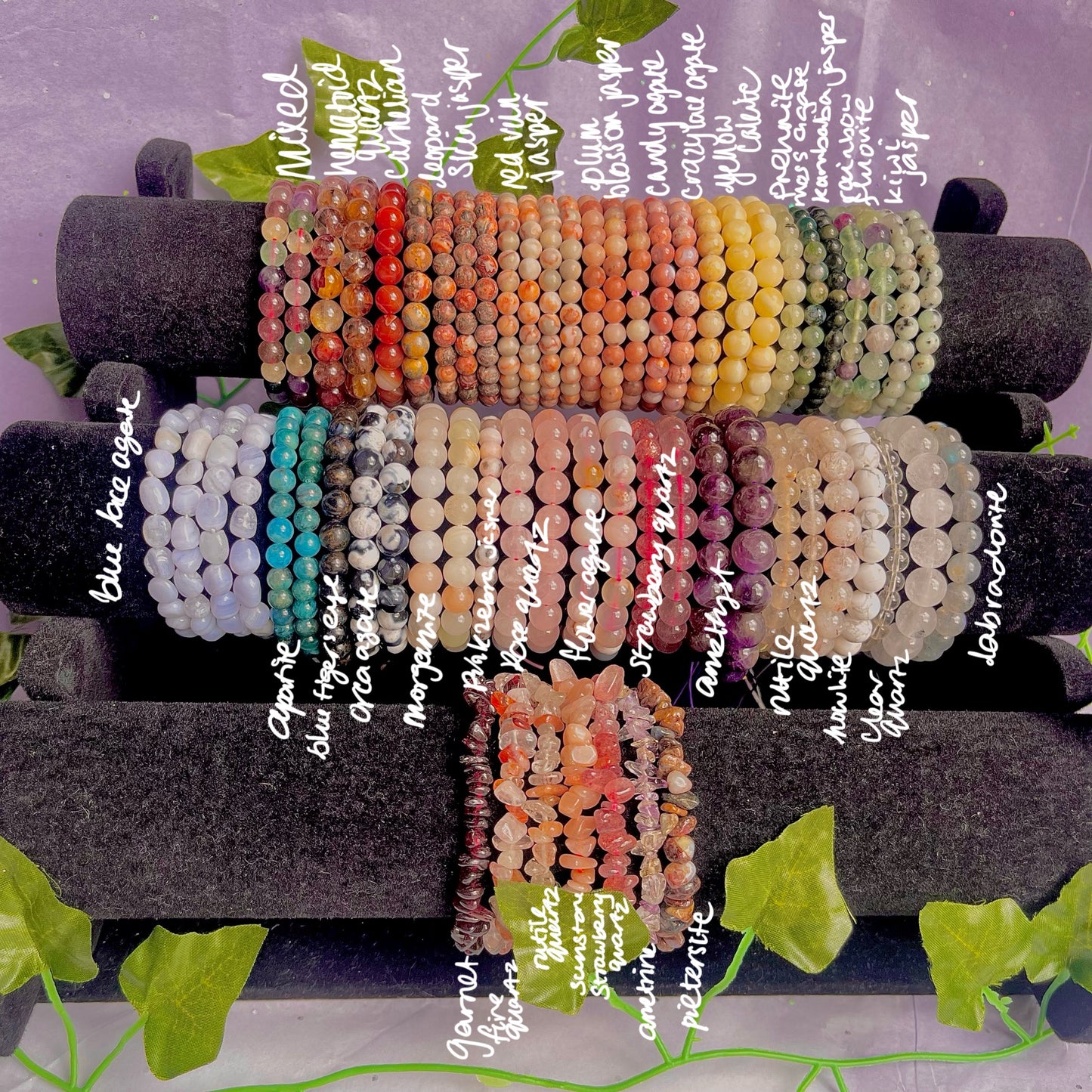 crystal bracelets (beaded & chip)