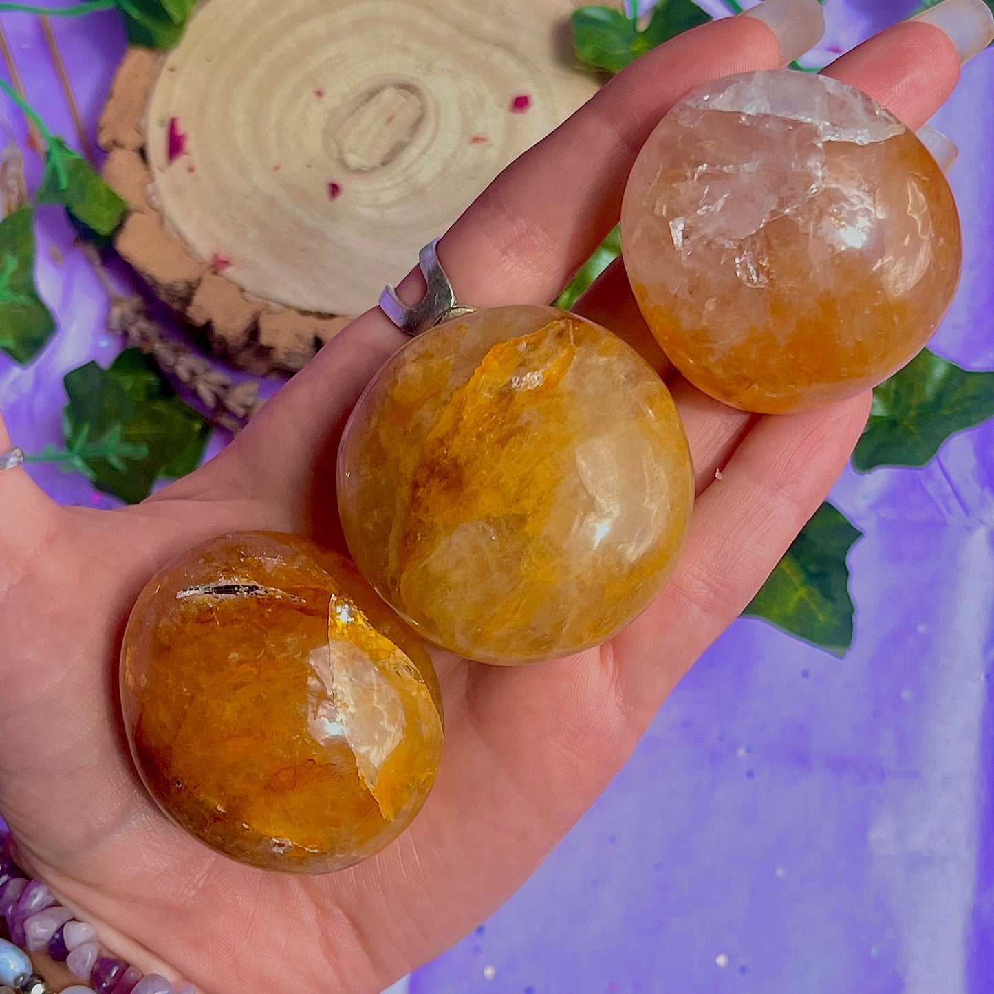golden healer palm stones ~ intuitively chosen