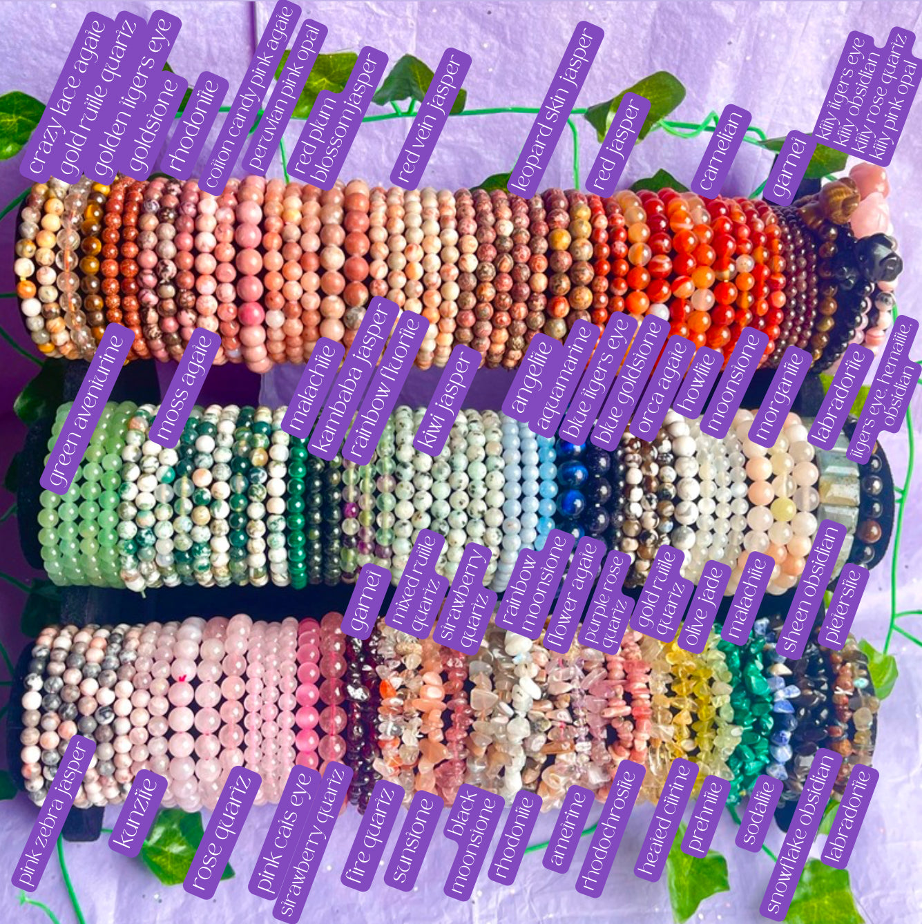 crystal bracelets (beaded & chip)