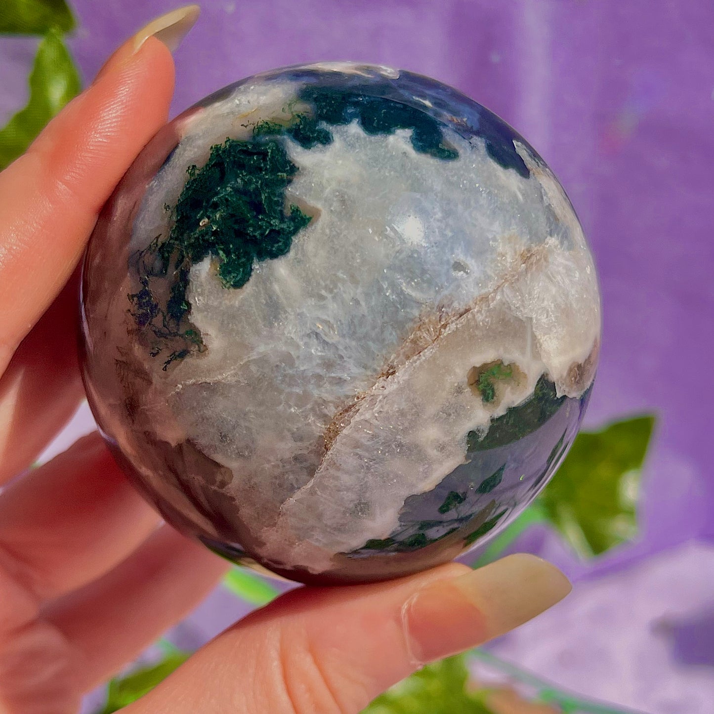 moss agate sphere