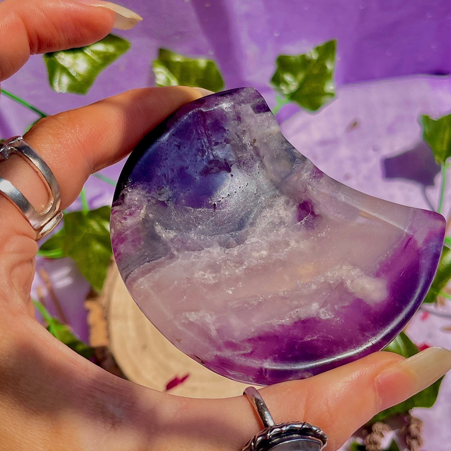 rainbow fluorite moon bowl B