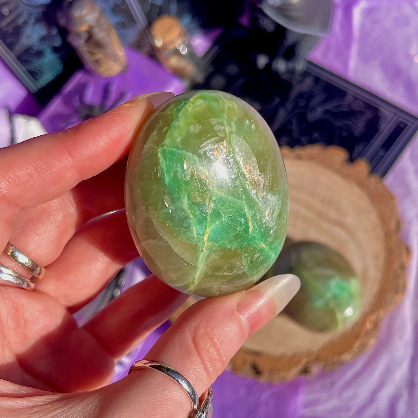 garnierite green moonstone palm stones ~ intuitively chosen