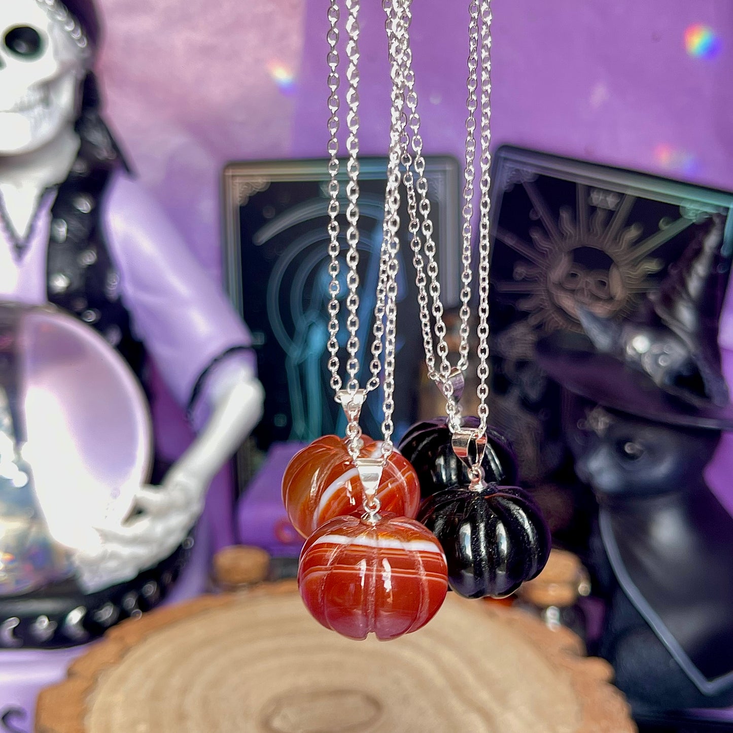 pumpkin necklace on 925 sterling silver plated chain (18 inch)