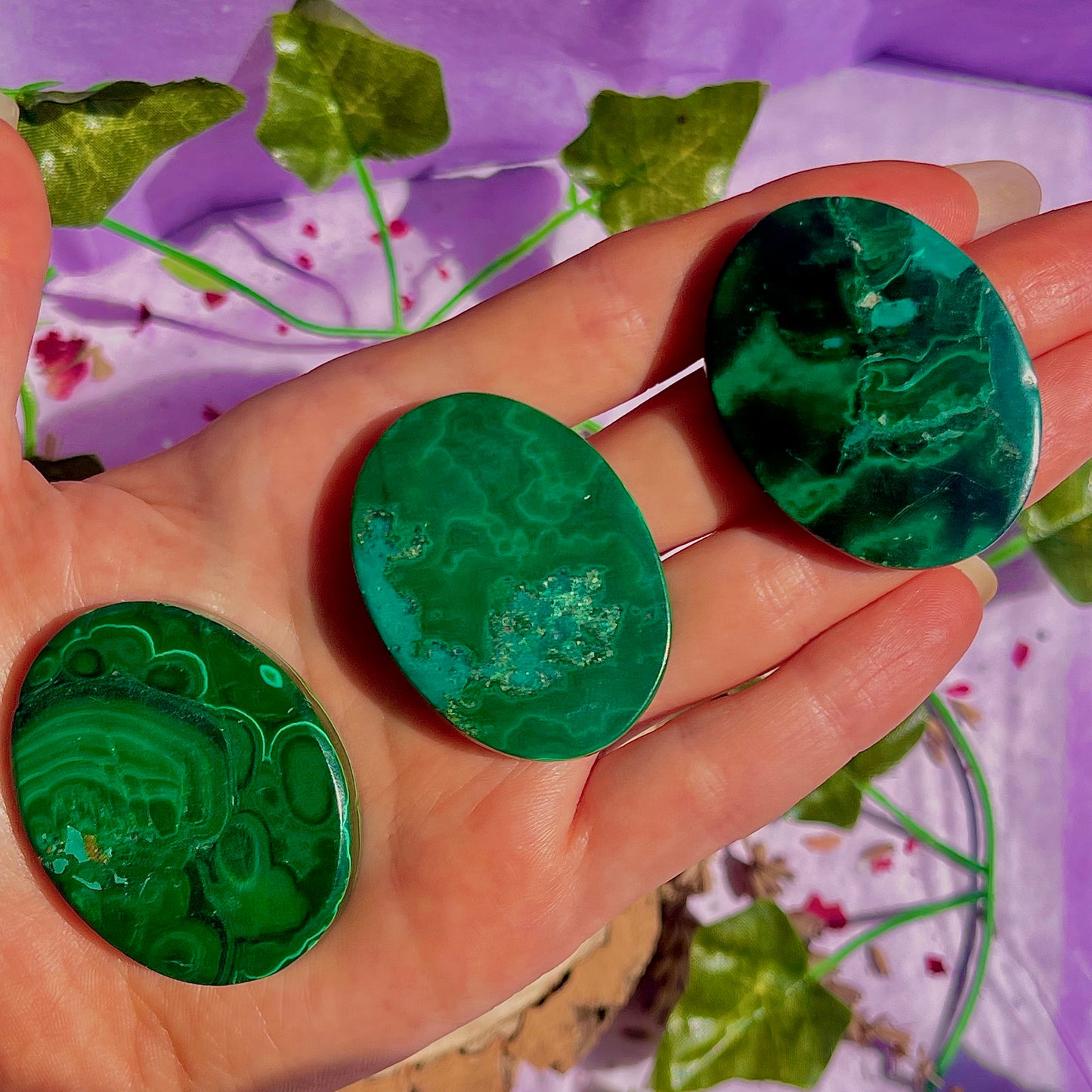 malachite palm stone ~ intuitively chosen