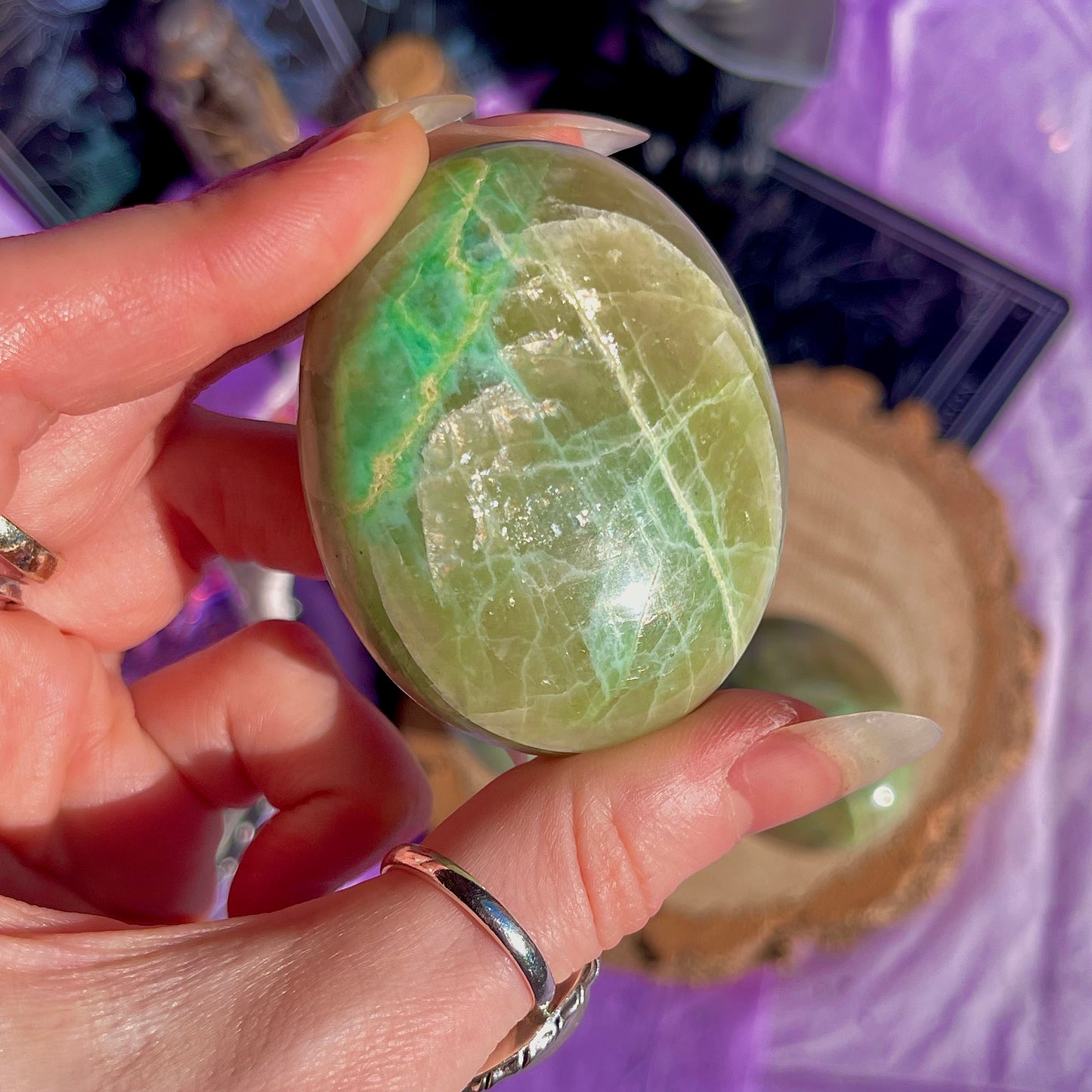 garnierite green moonstone palm stones ~ intuitively chosen