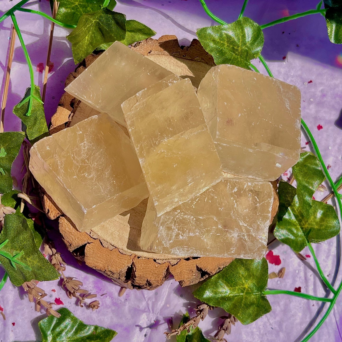 optical golden calcite natural rhombohedrons ~ small
