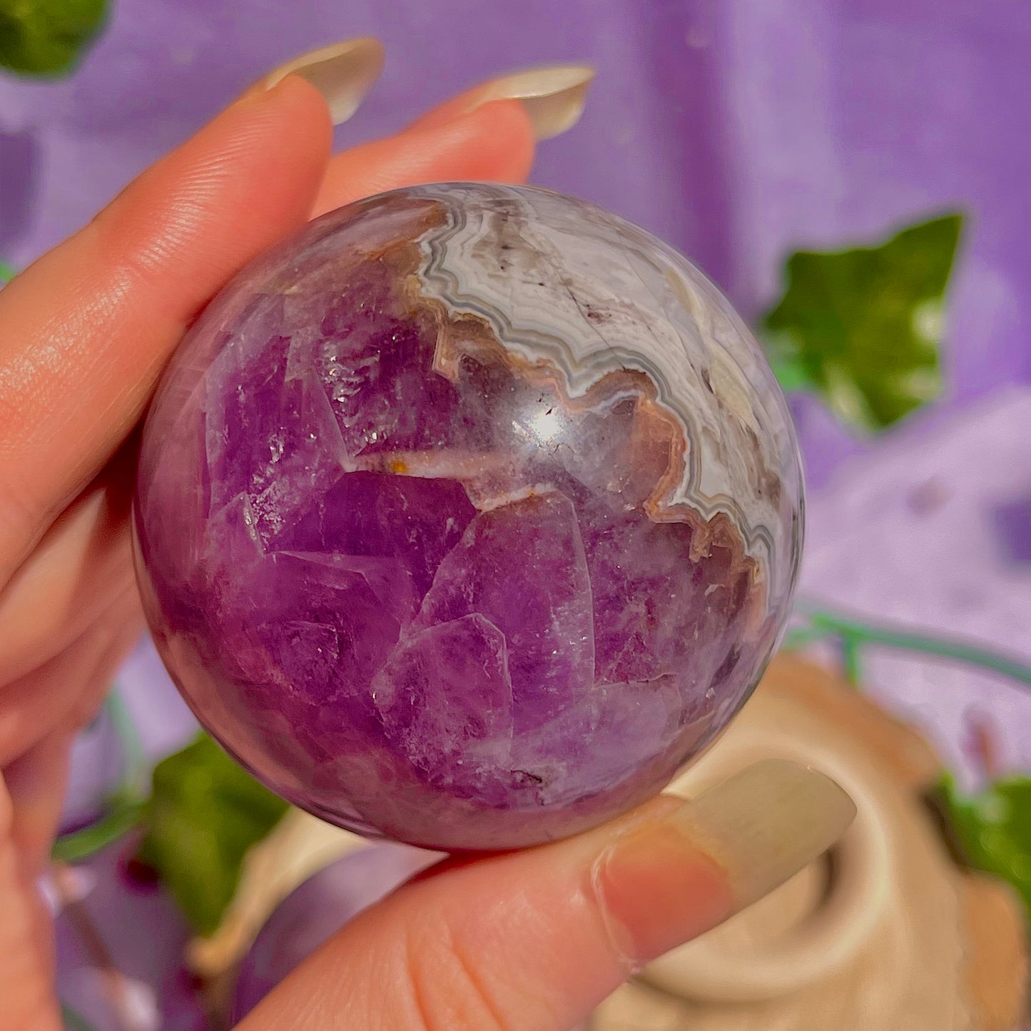 crazy lace agate & amethyst spheres ~ intuitively chosen
