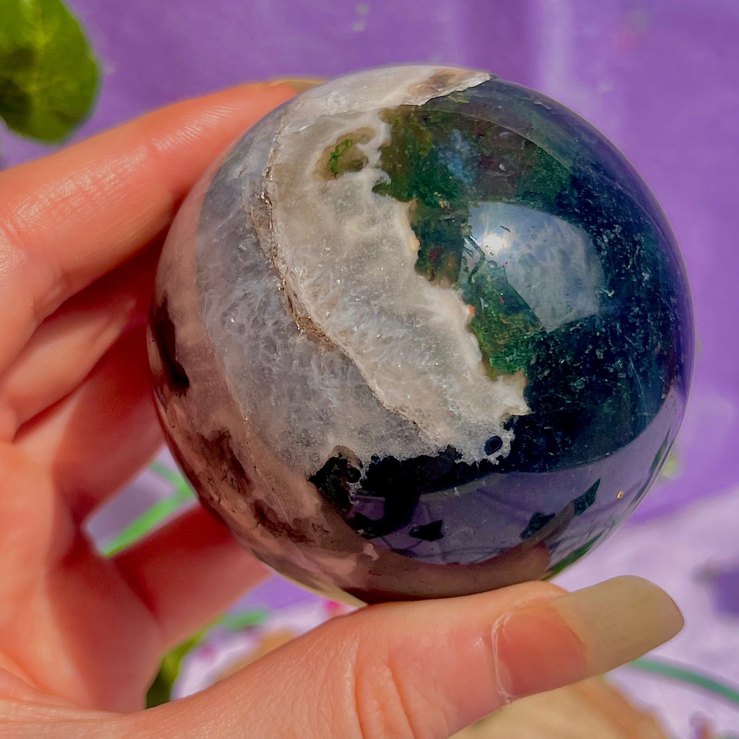 moss agate sphere