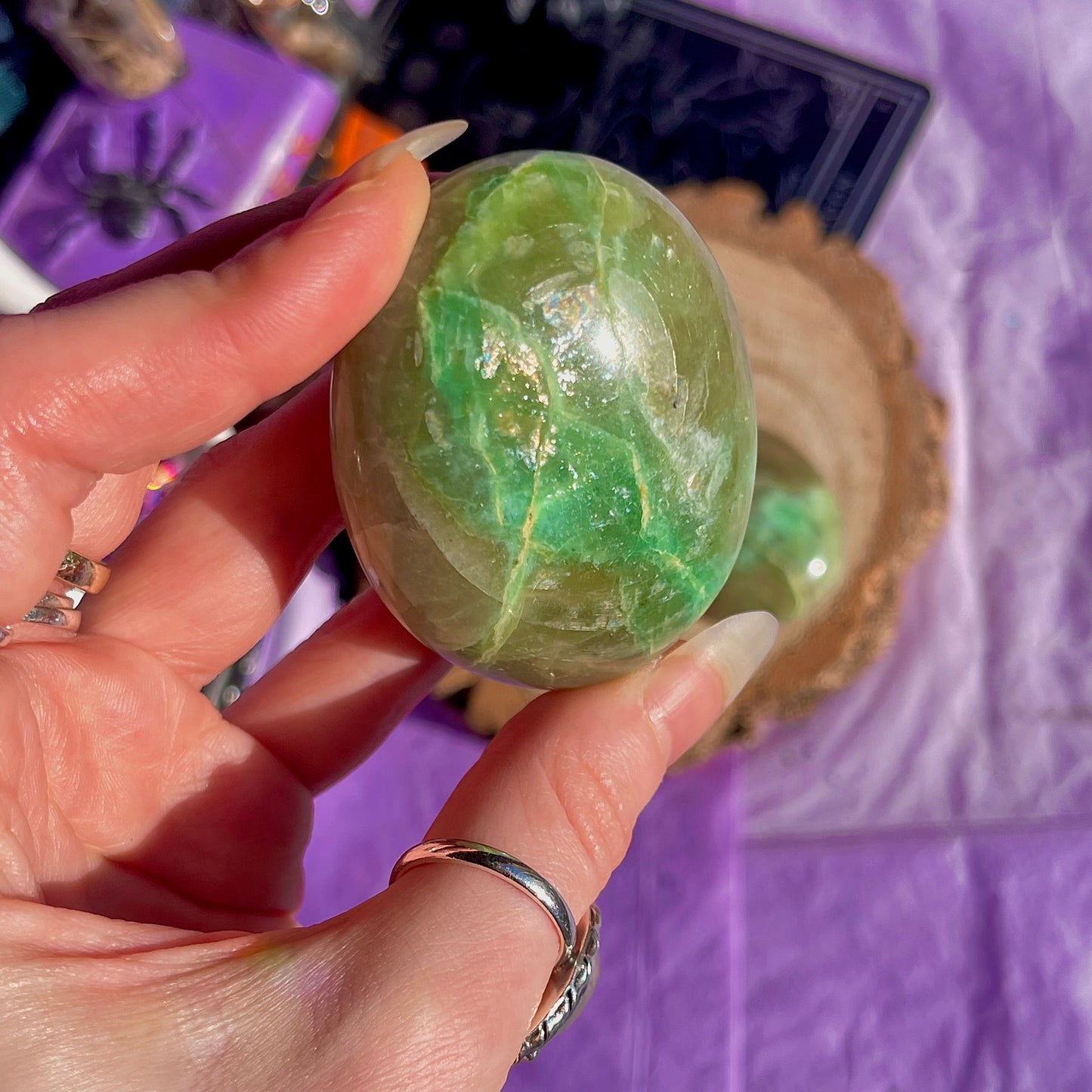 garnierite green moonstone palm stones ~ intuitively chosen