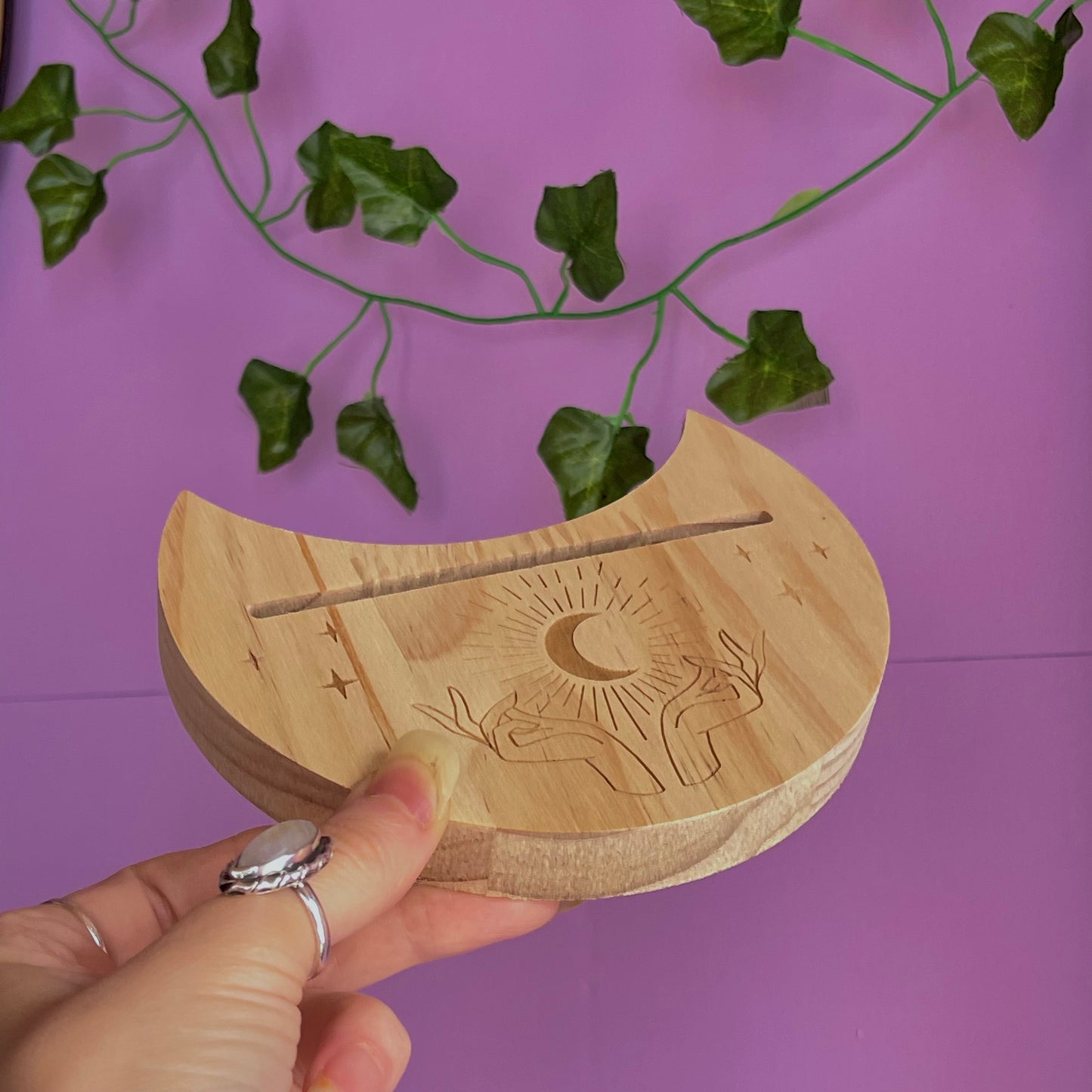 mystical hands moon tarot card stand
